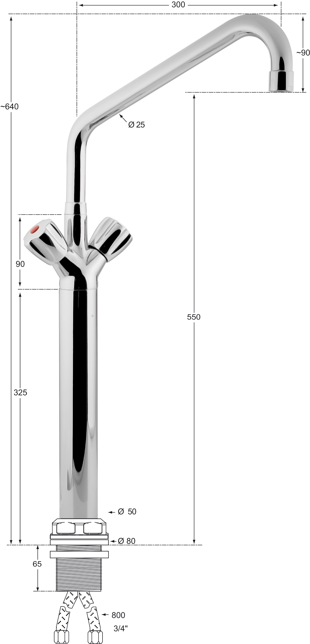 Einloch-Säulenbatterie 3/4"