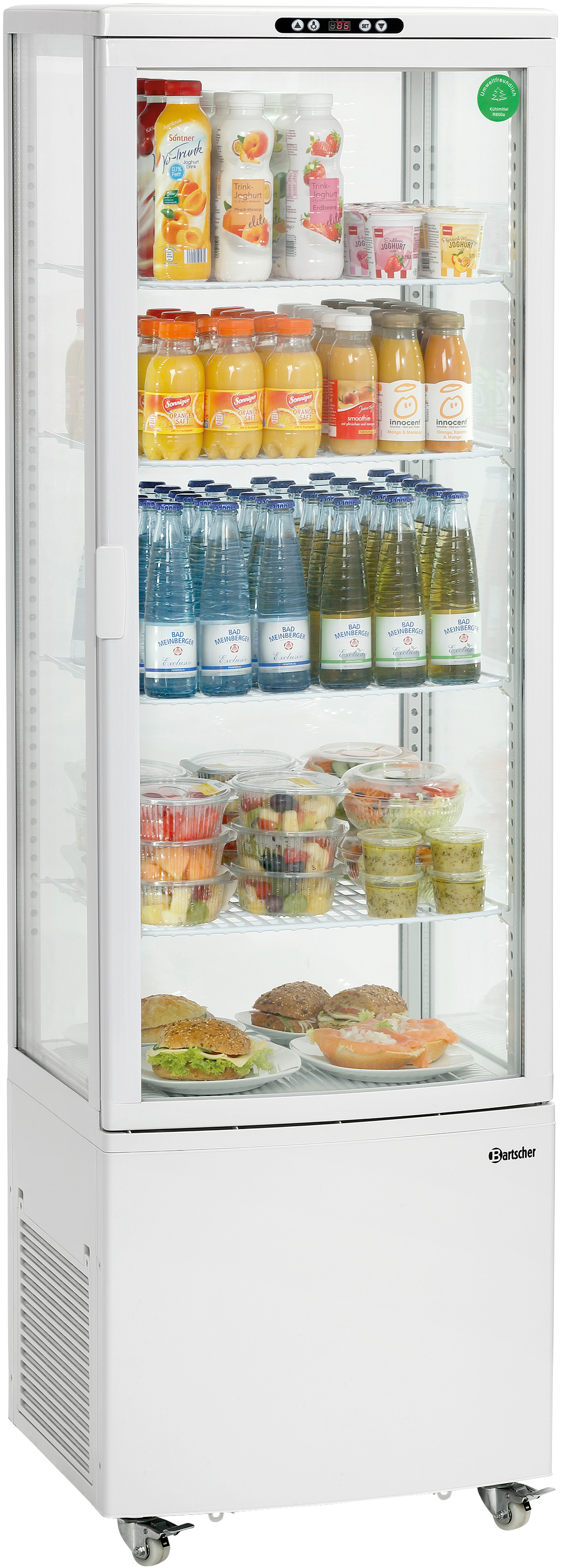 Kühlvitrine 235L, weiss, auf Rollen