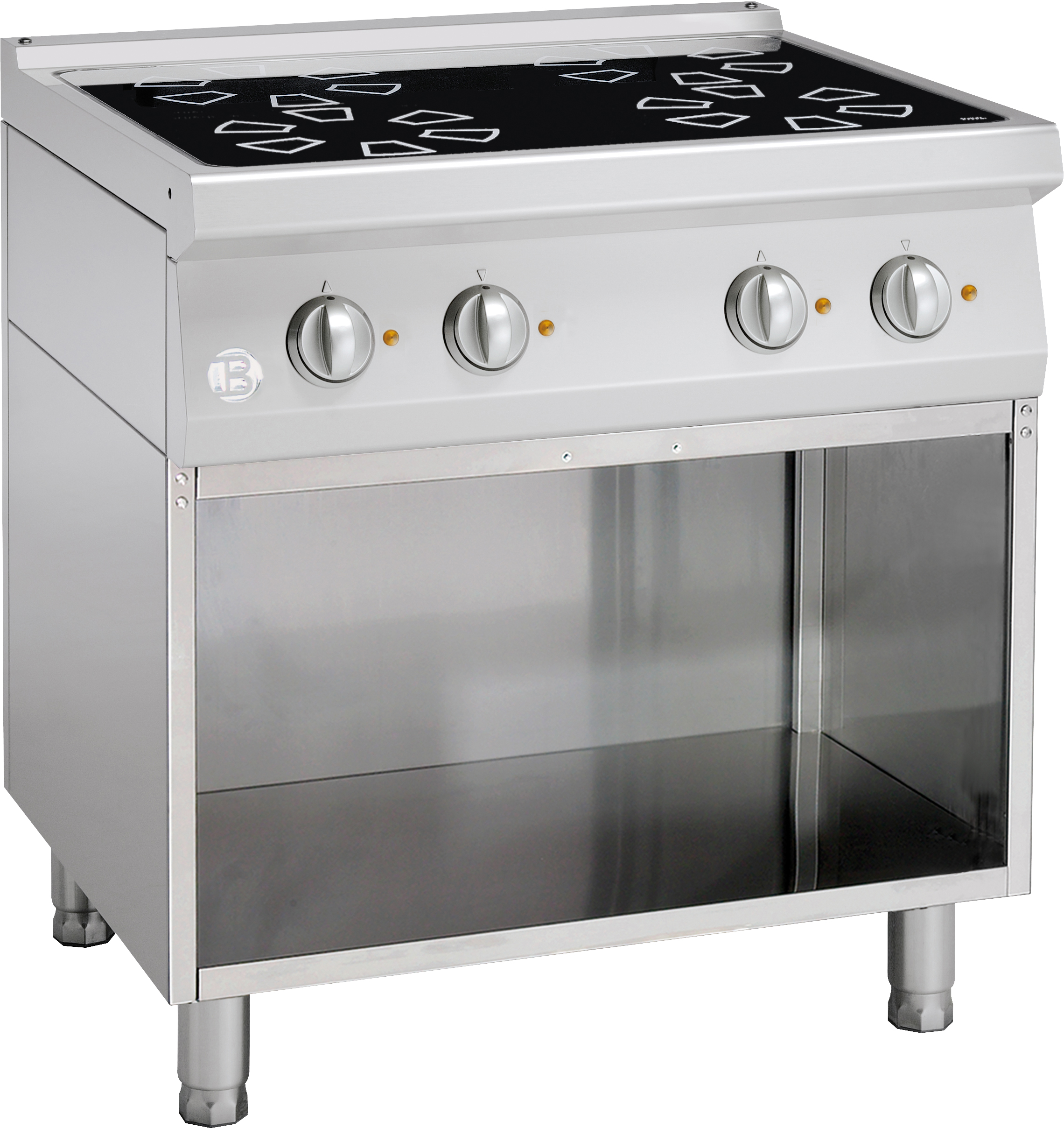 Induktionsherd 4 Felder, Unterbau offen