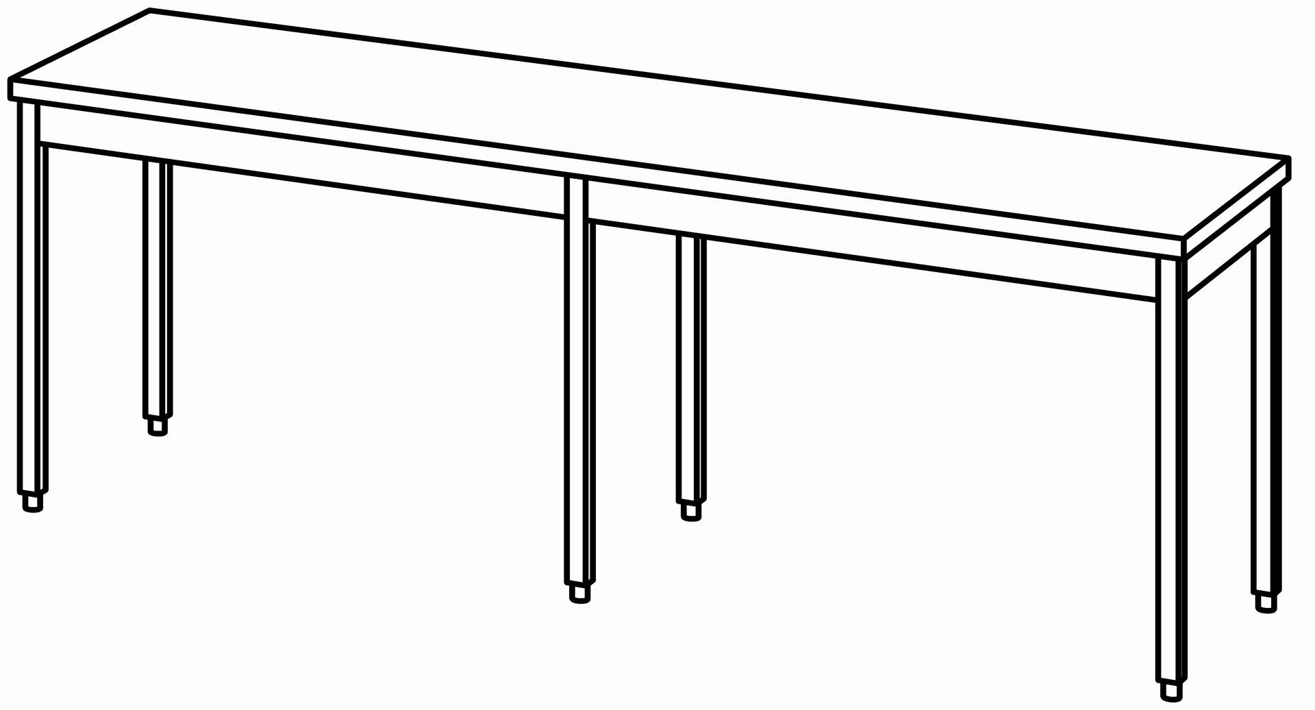 Arbeitstisch 2500x700, ohne Aufkantung