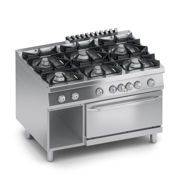 Gasherd 6 Flammen, E-Backofen GN 2/1