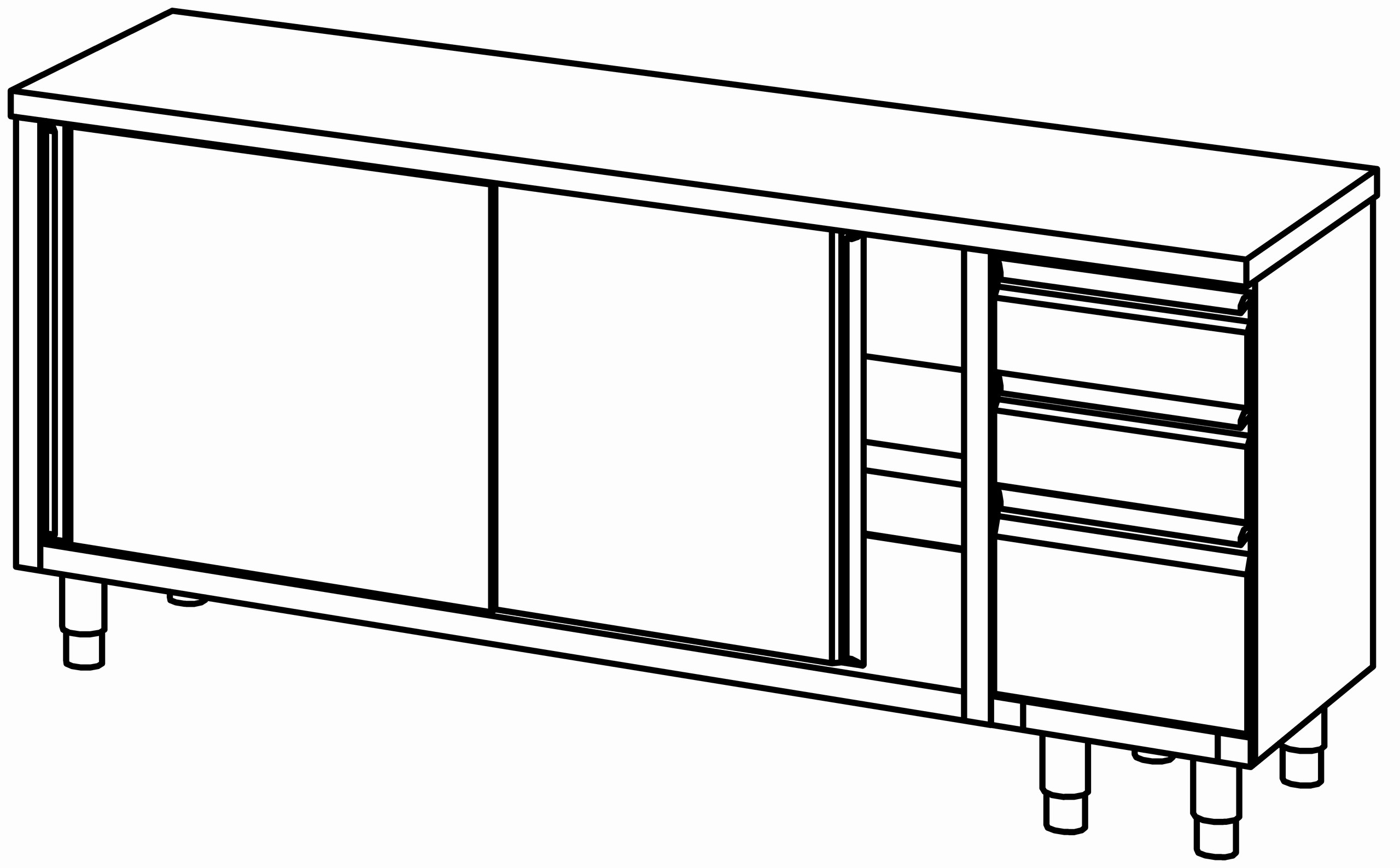Arbeitsschrank 2000x600, S-Block rechts