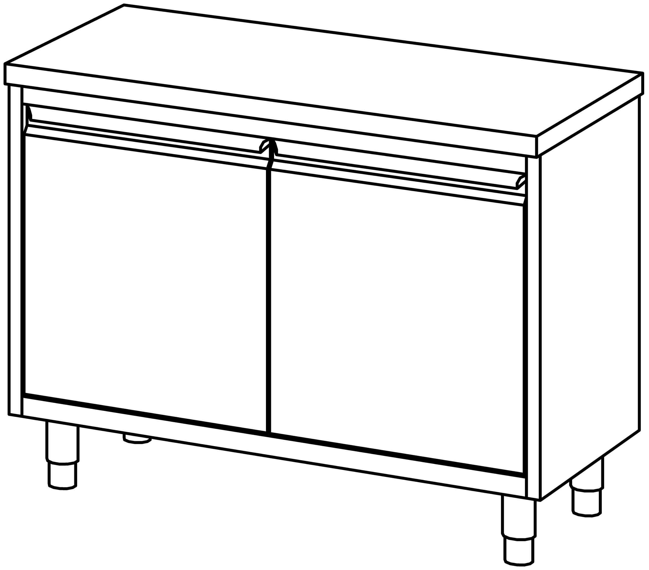 Arbeitsschrank 1200x600, beidseit. F-Tür