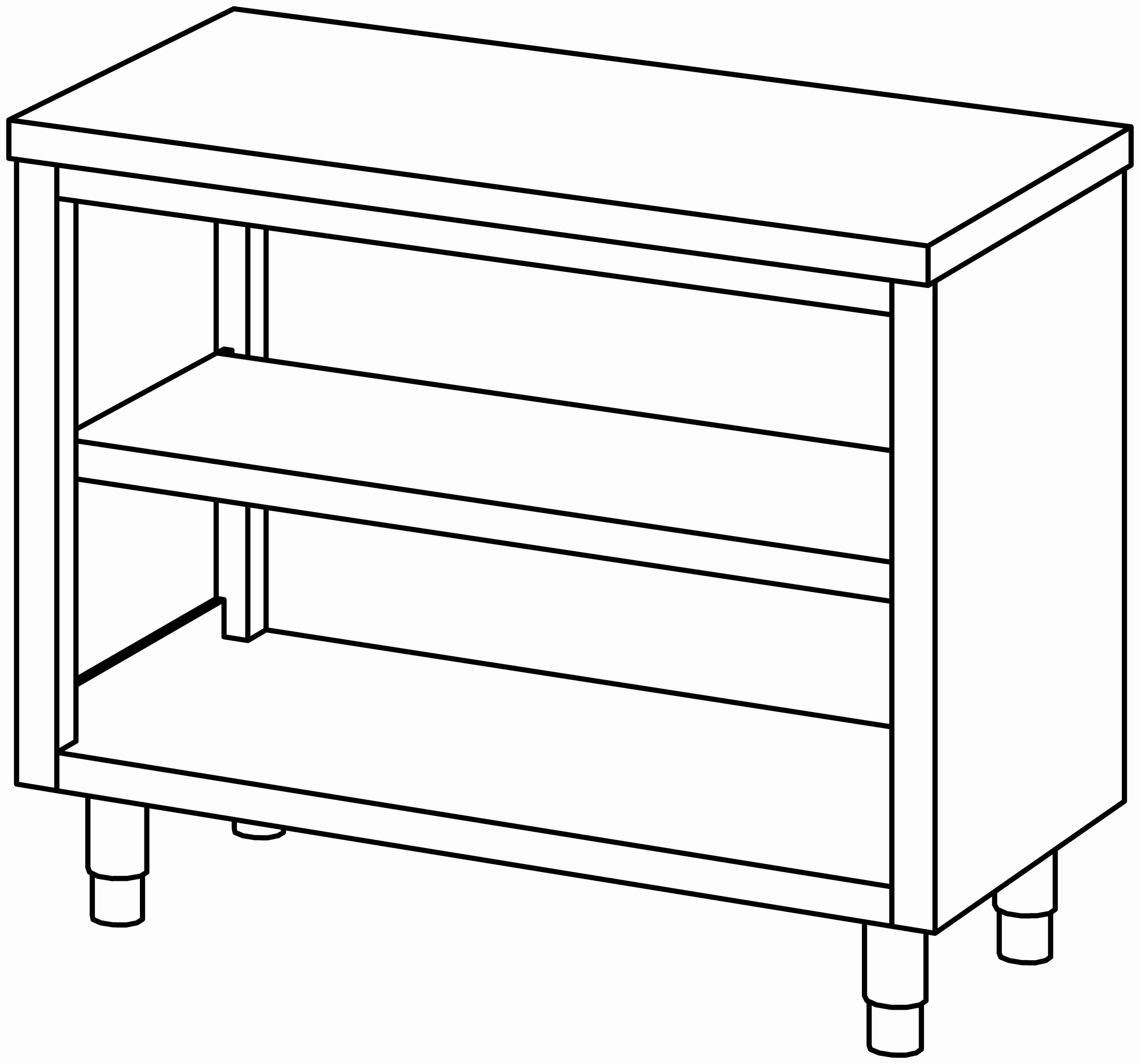 Arbeitsschrank 1100x600, beidseit. offen