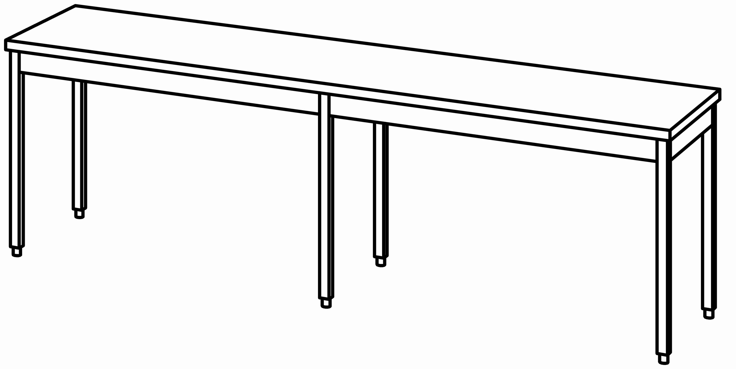 Arbeitstisch 2800x700, ohne Aufkantung