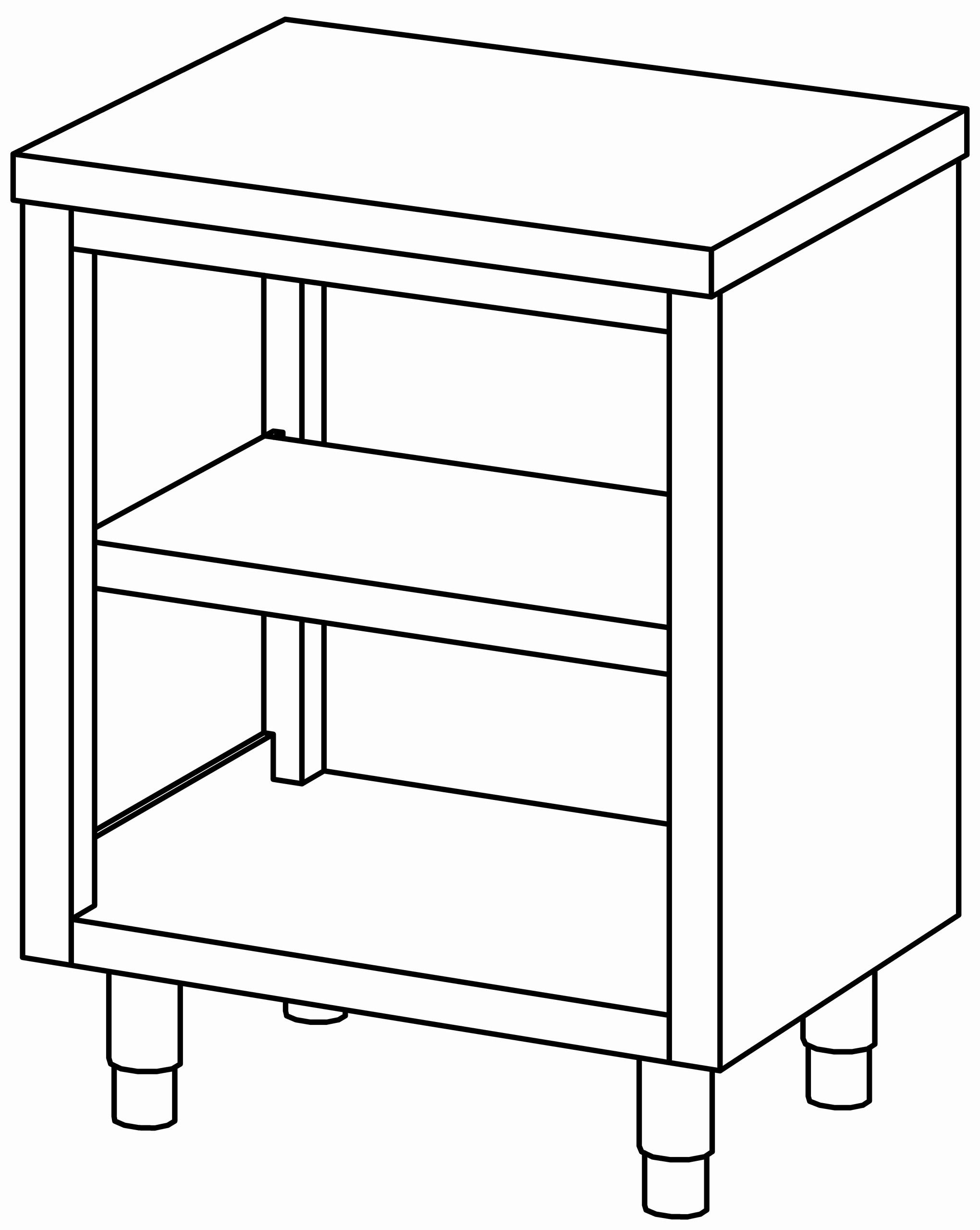 Arbeitsschrank 700x600, beidseit. offen