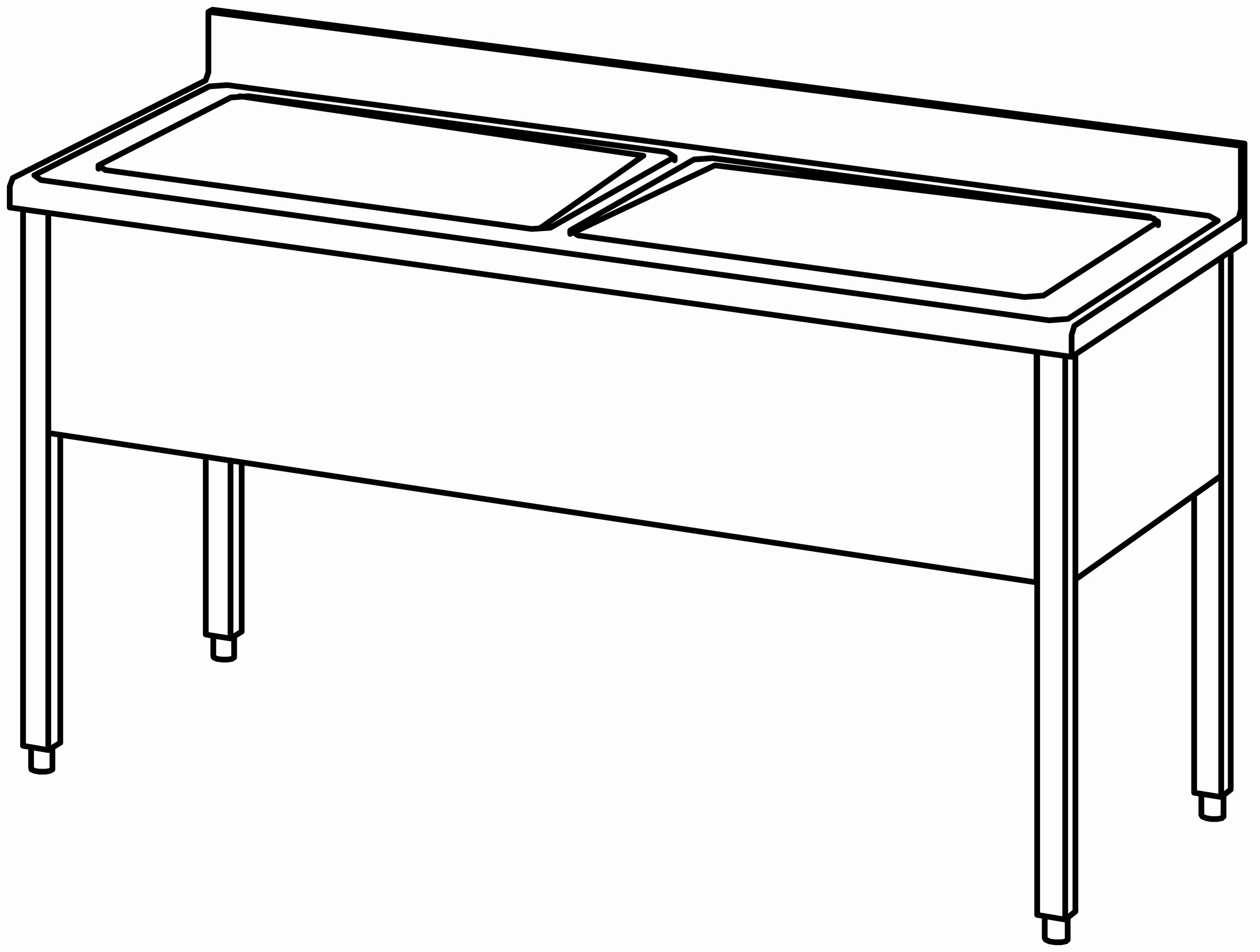 Topfspültisch offen 1600x700, 2 Becken