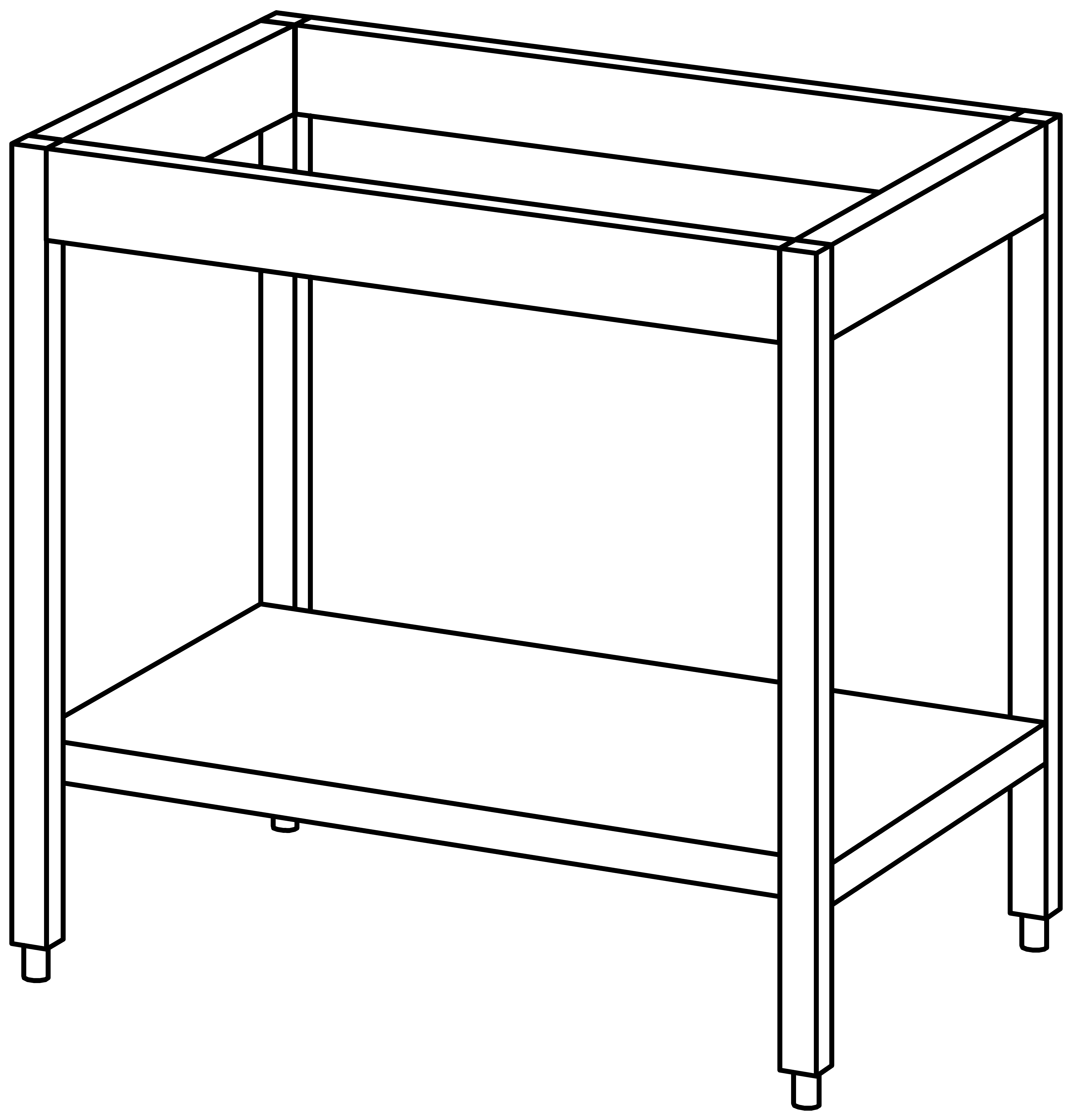 Unterbau-Arbeitstisch offen 900x660, GB