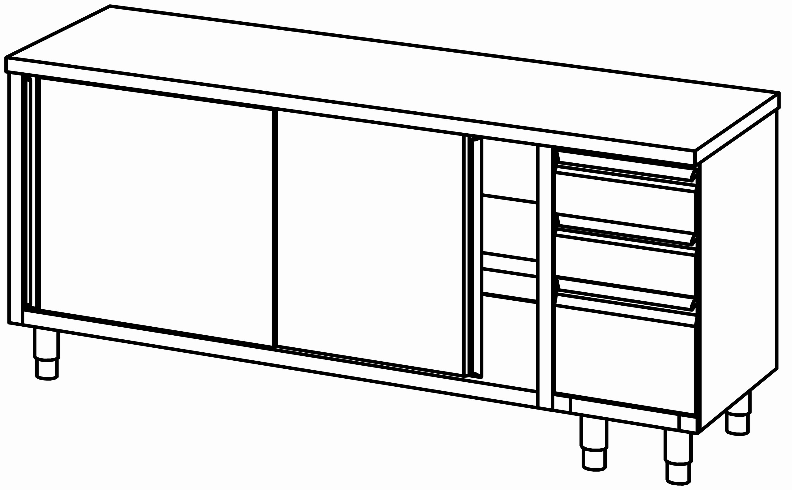 Arbeitsschrank 2000x700, S-Block rechts