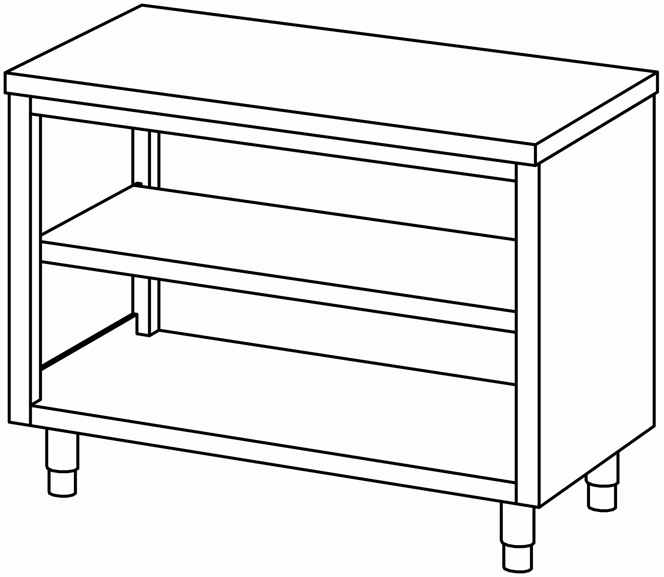 Arbeitsschrank 1200x700, beidseit. offen