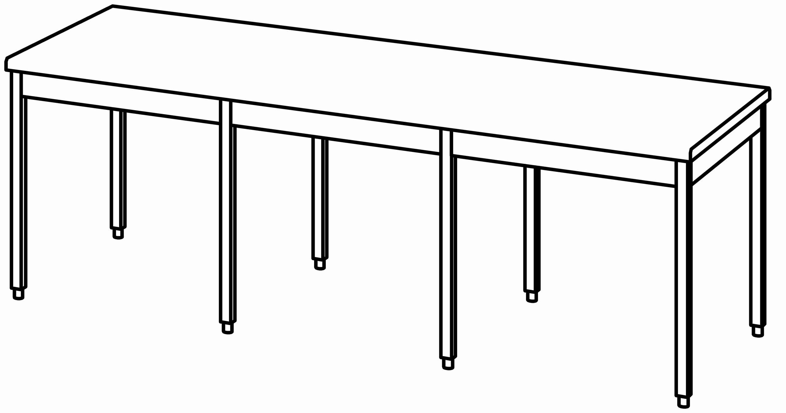 Arbeitstisch 2600x1000, ohne Aufkantung