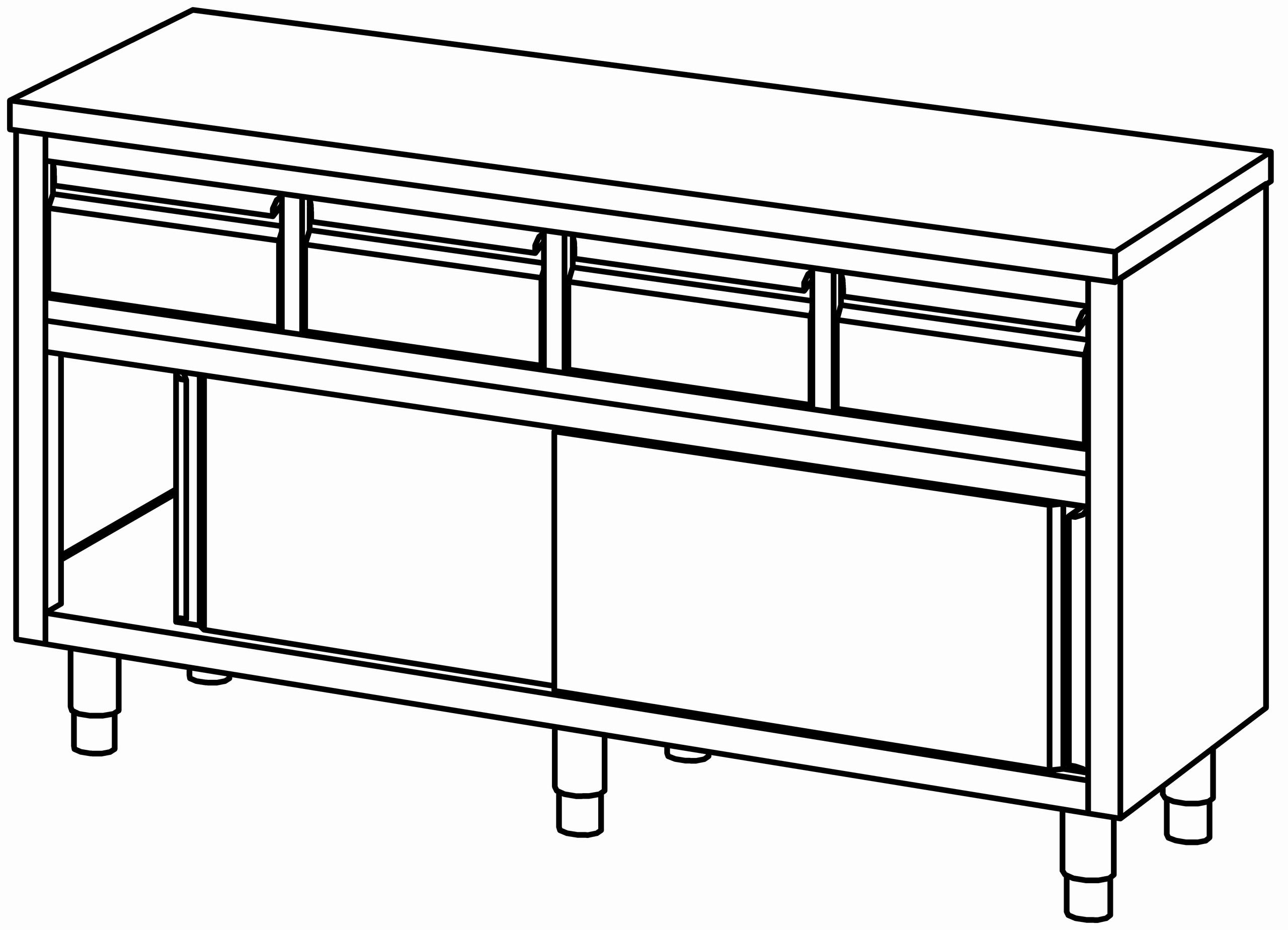 Arbeitsschrank 1600x600, Schublade&S-Tür