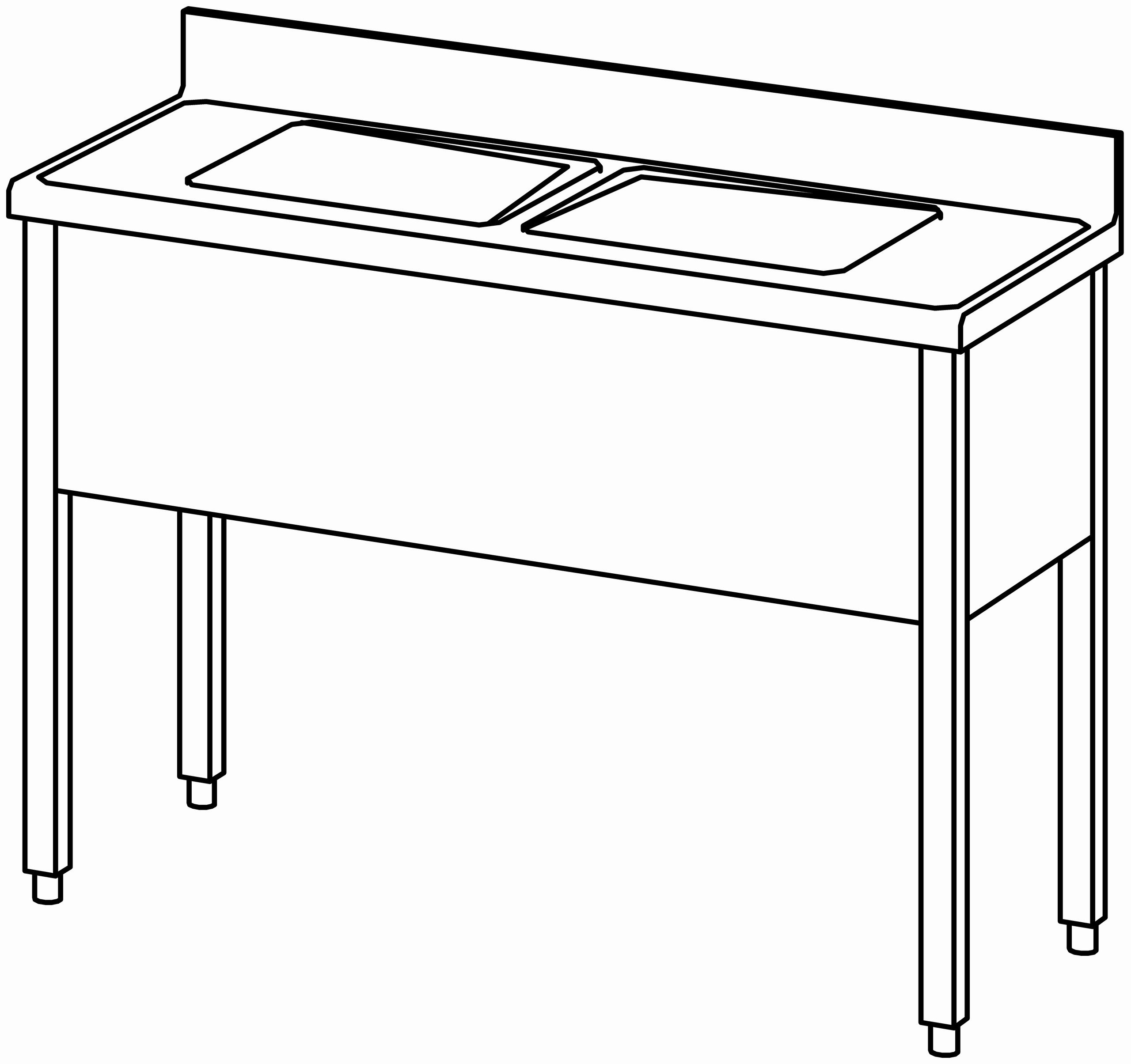 Spültisch offen 1200x500, 2 Becken