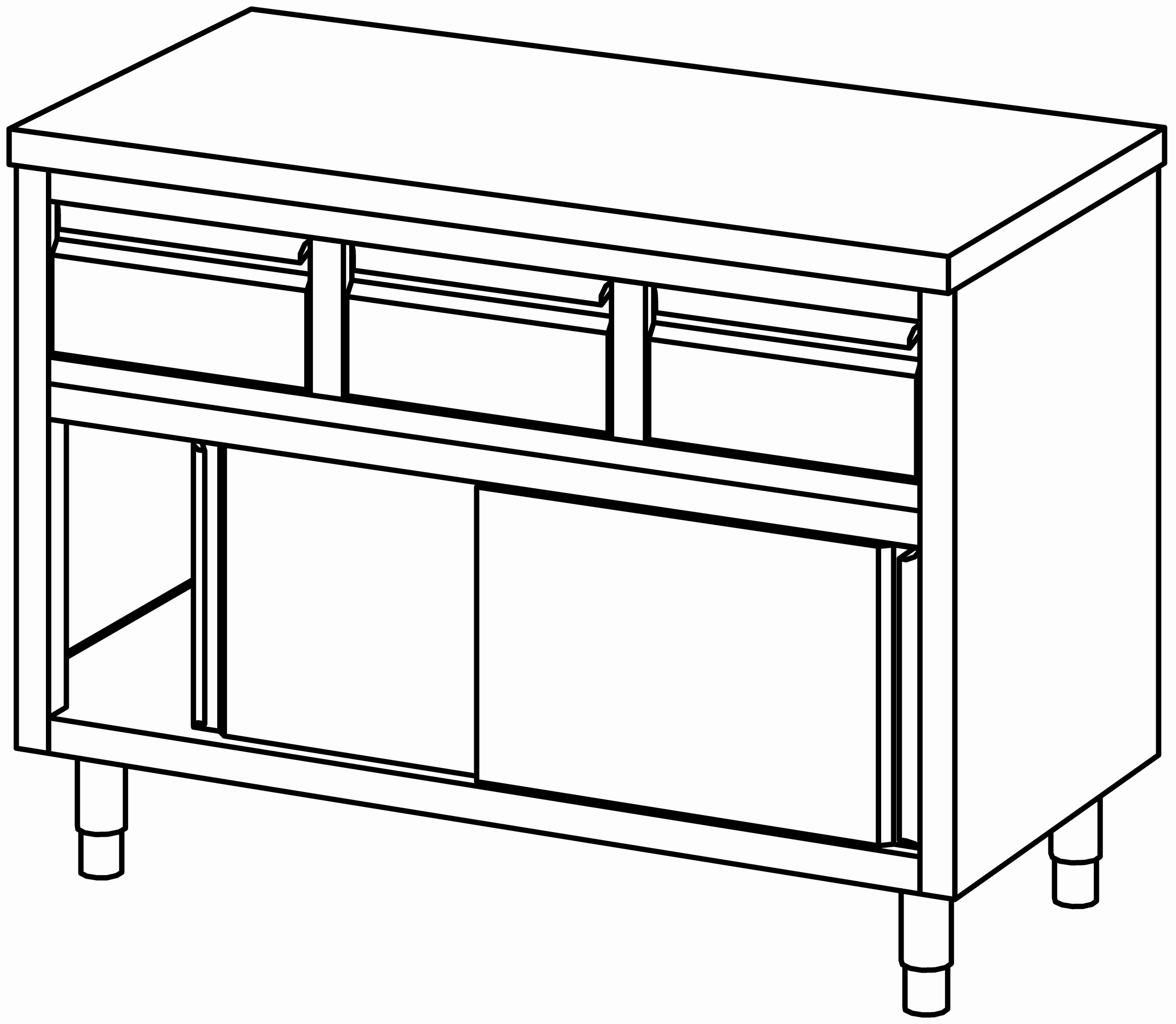 Arbeitsschrank 1200x700, Schublade&S-Tür