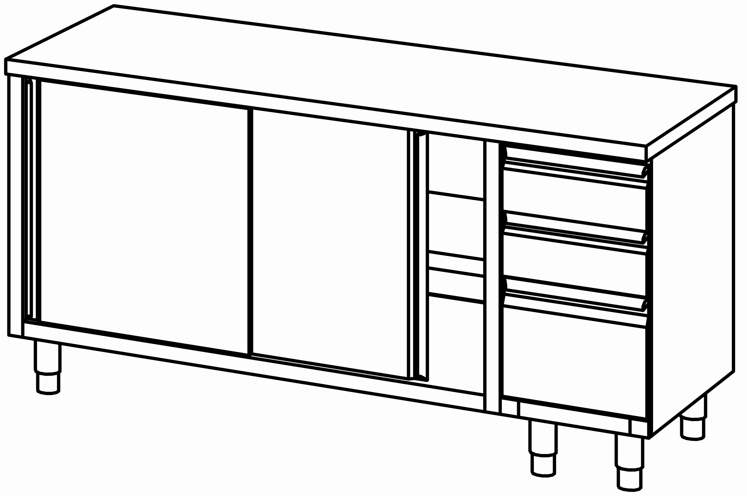 Arbeitsschrank 1800x700, S-Block rechts