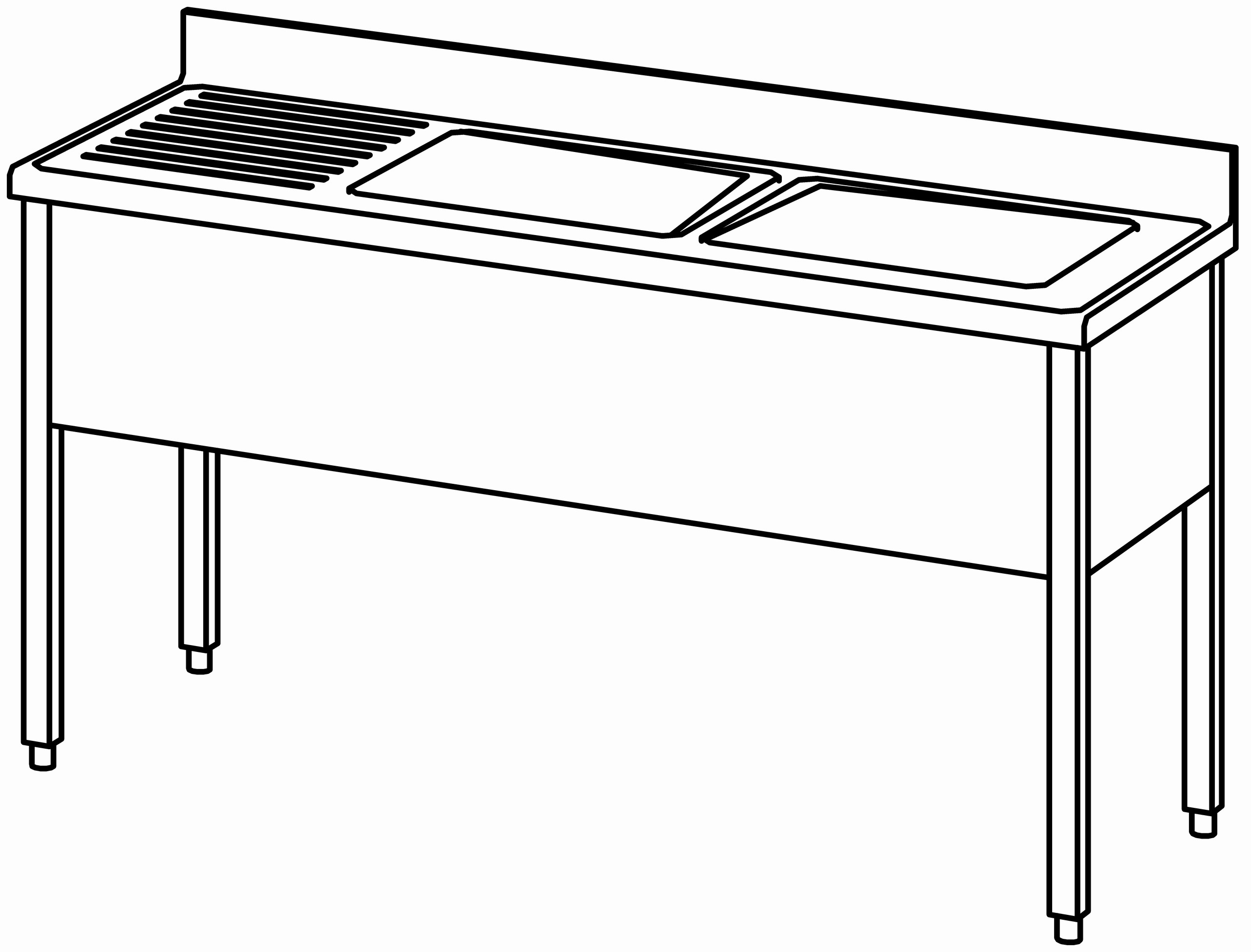 Spültisch offen 1600x600, 2 Becken r