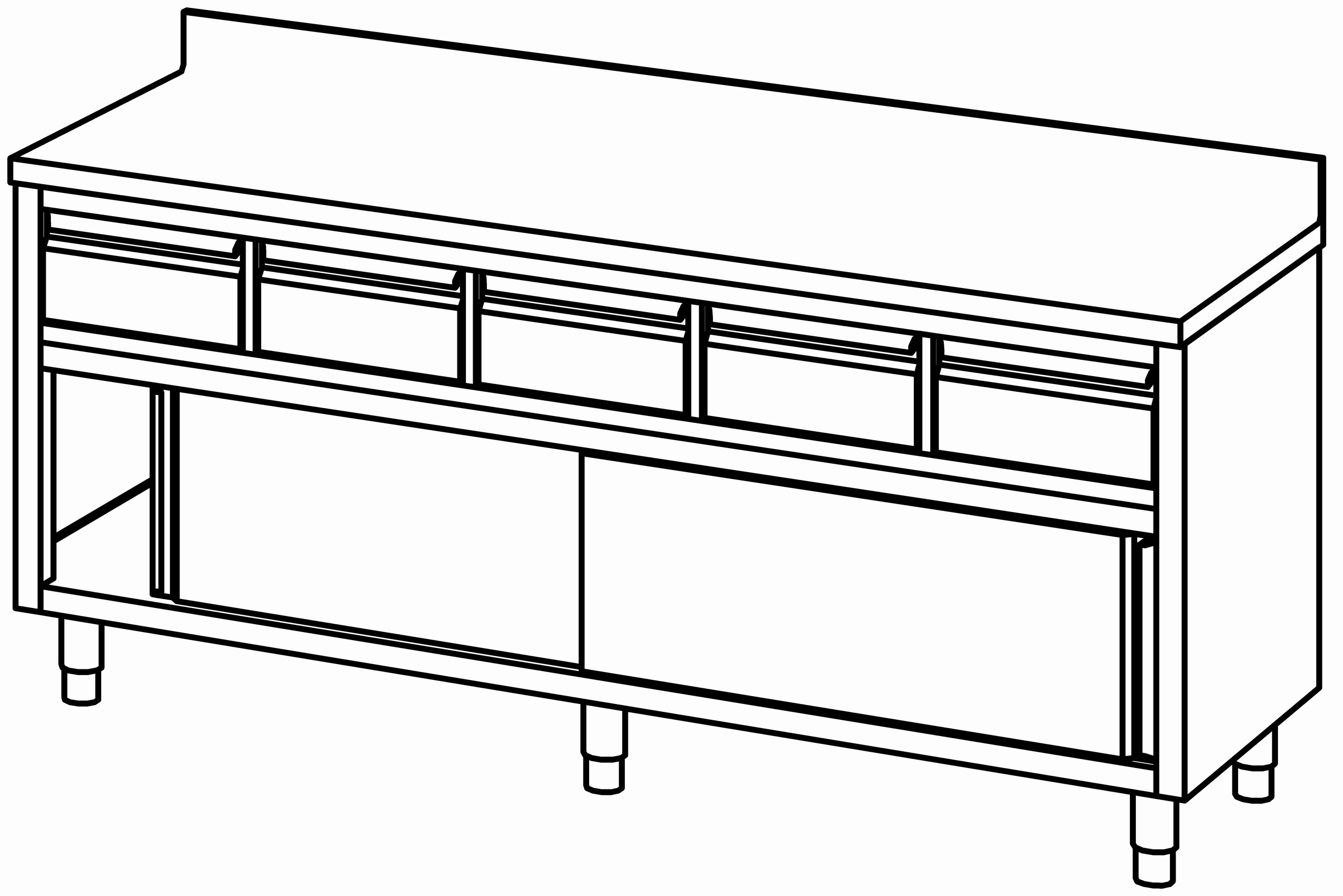 Arbeitsschrank 2000x700, Schub.&S-Tür&AK