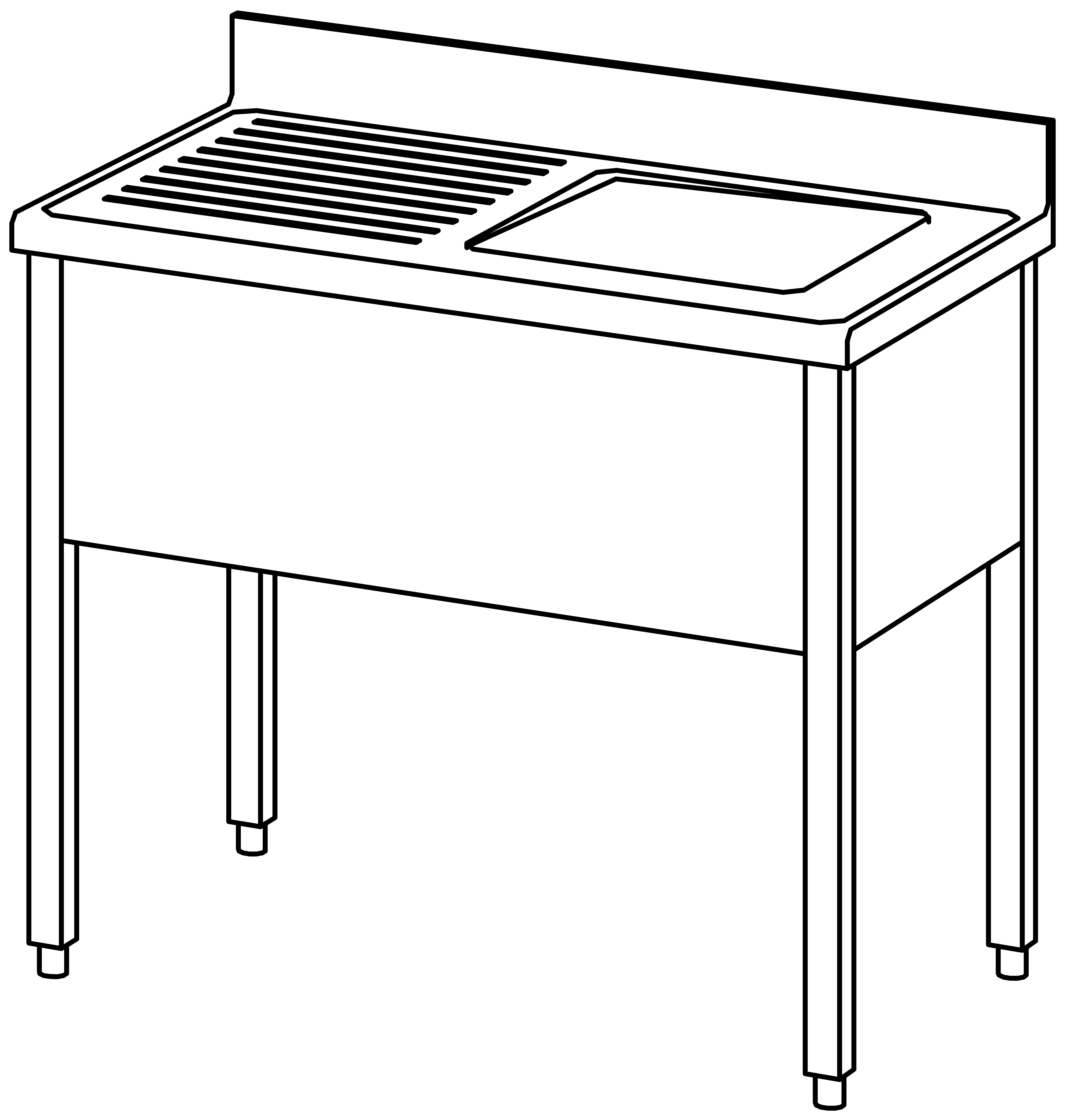 Spültisch offen 1000x600, 1 Becken r