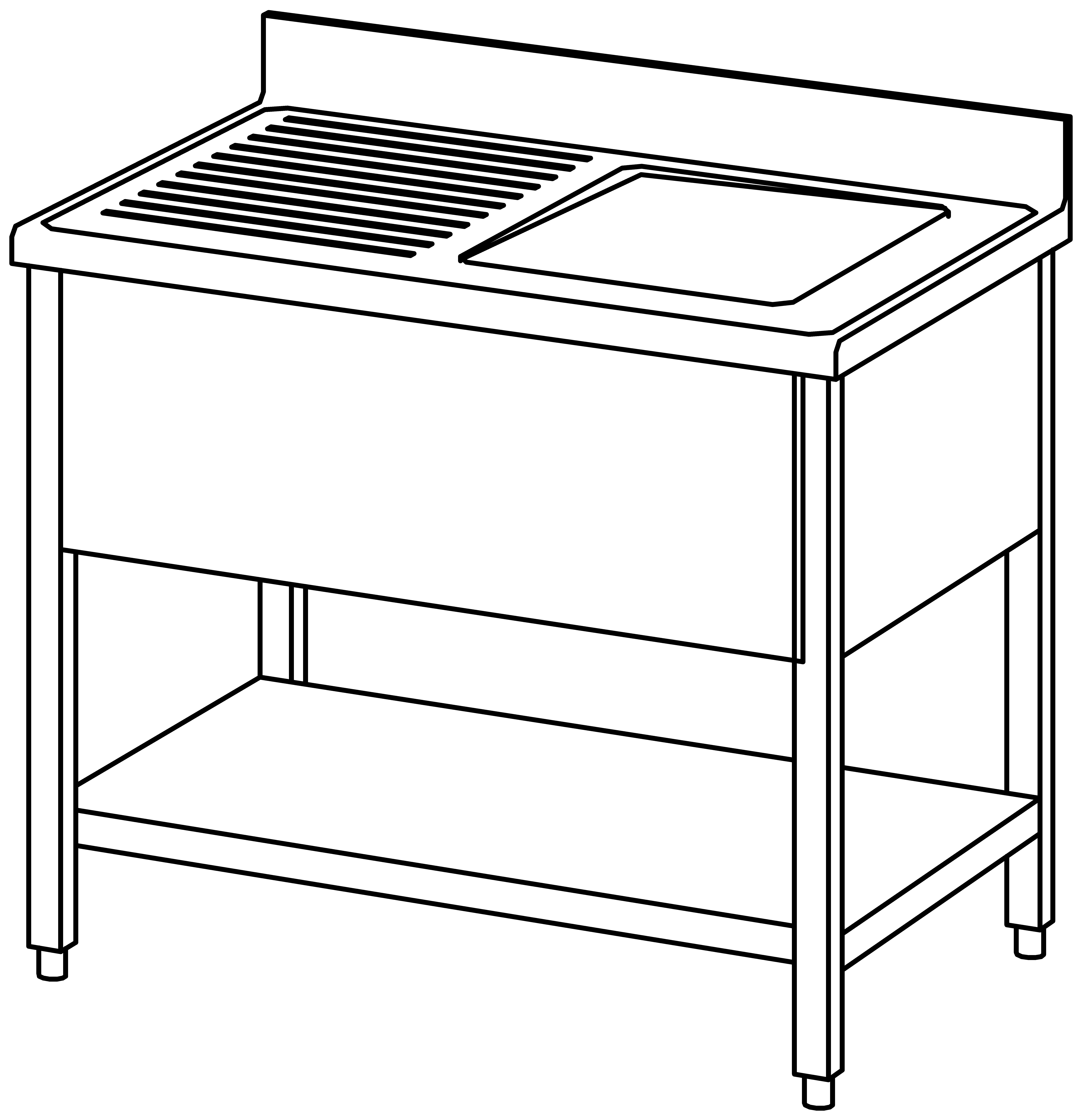 Spültisch offen 1000x700, GB, 1 Becken r