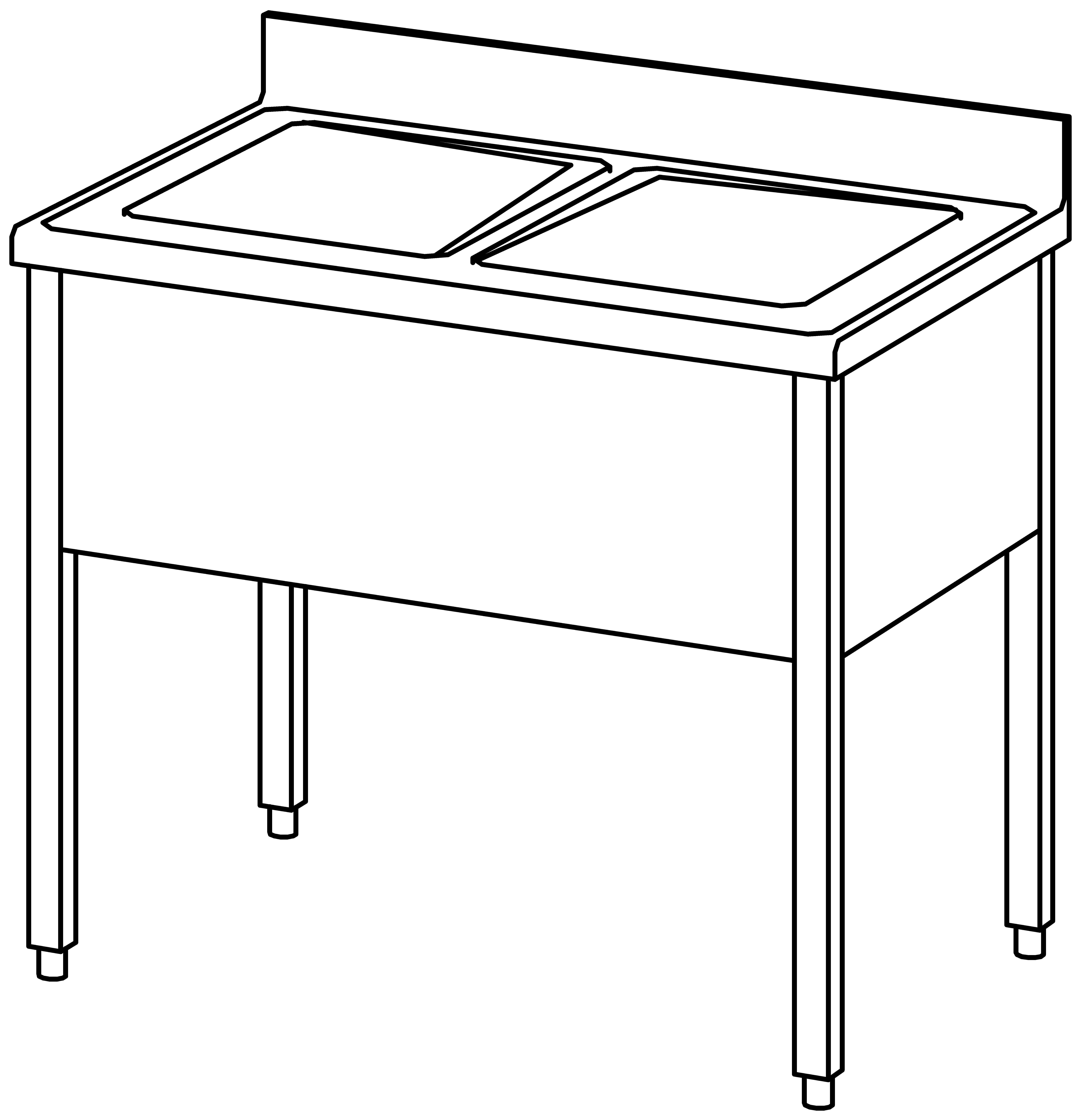 Spültisch offen 1000x700, 2 Becken