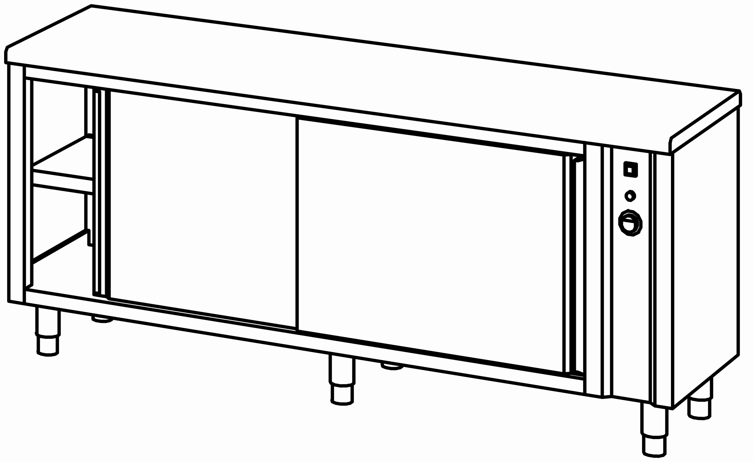 Wärmeschrank 2000x600, beidseitig S-Tür