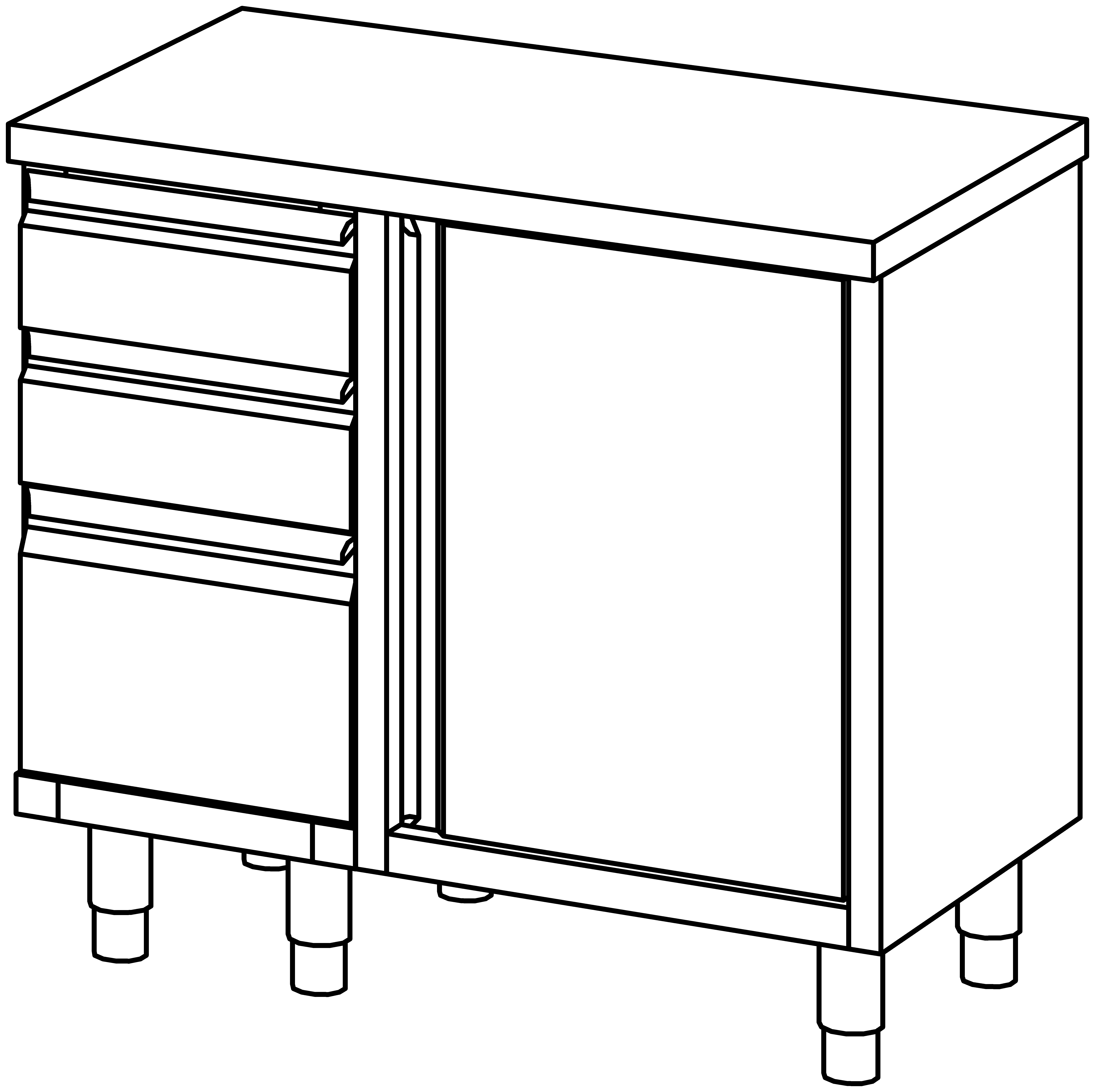 Arbeitsschrank 1000x600, S-Block links