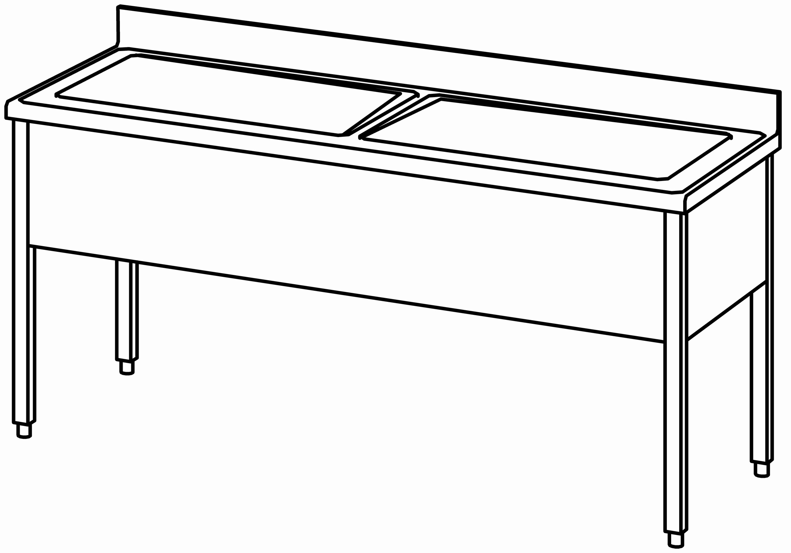 Topfspültisch offen 1800x700, 2 Becken