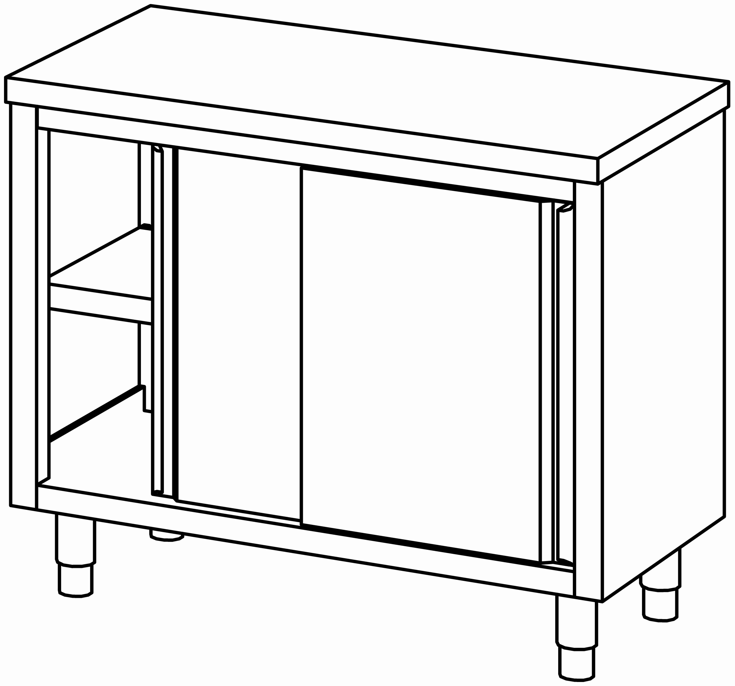 Arbeitsschrank 1100x600, beidseit. S-Tür