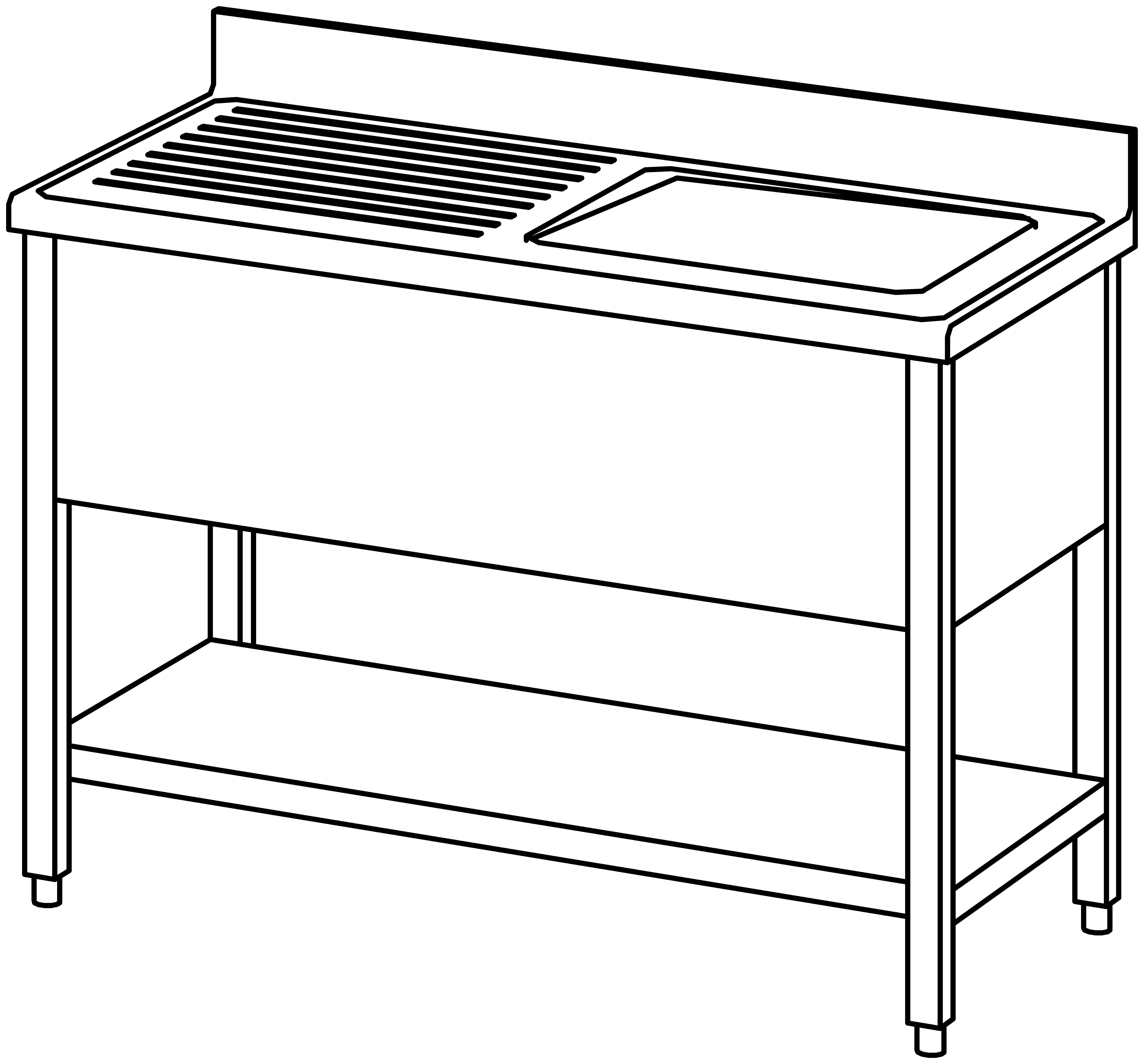 Spültisch offen 1200x600, GB, 1 Becken r