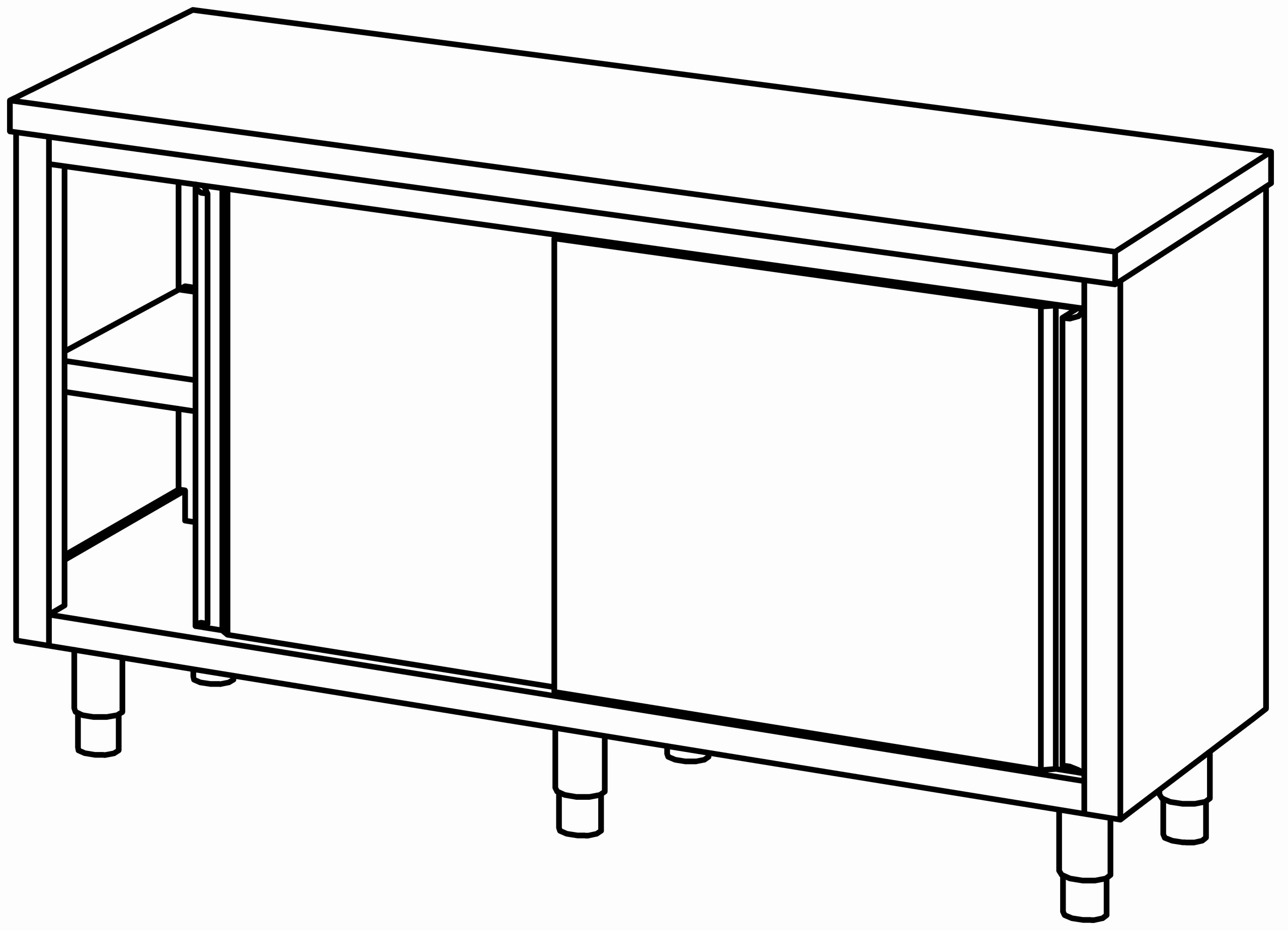 Arbeitsschrank 1600x600, beidseit. S-Tür