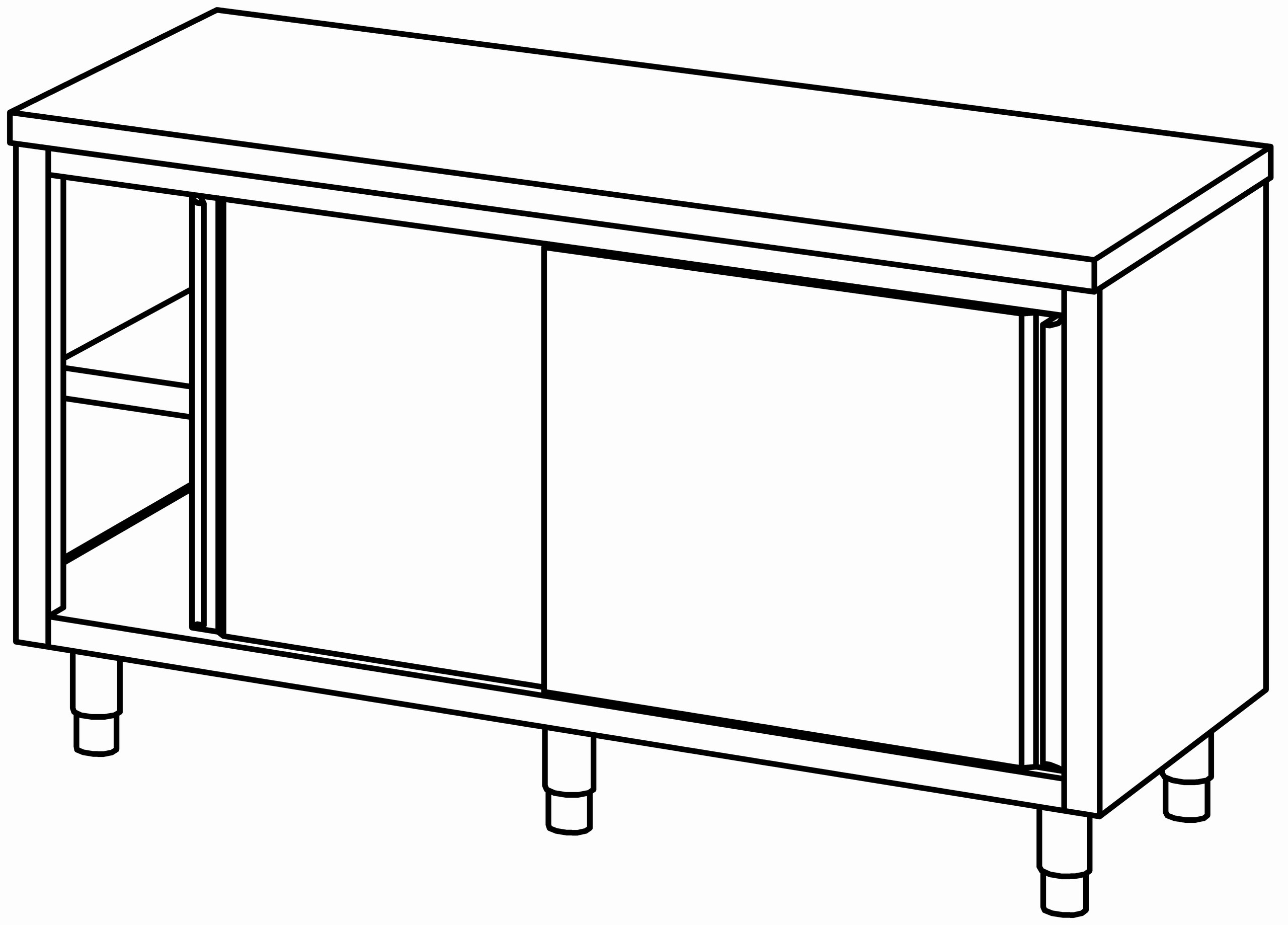 Arbeitsschrank 1600x700, beidseit. S-Tür