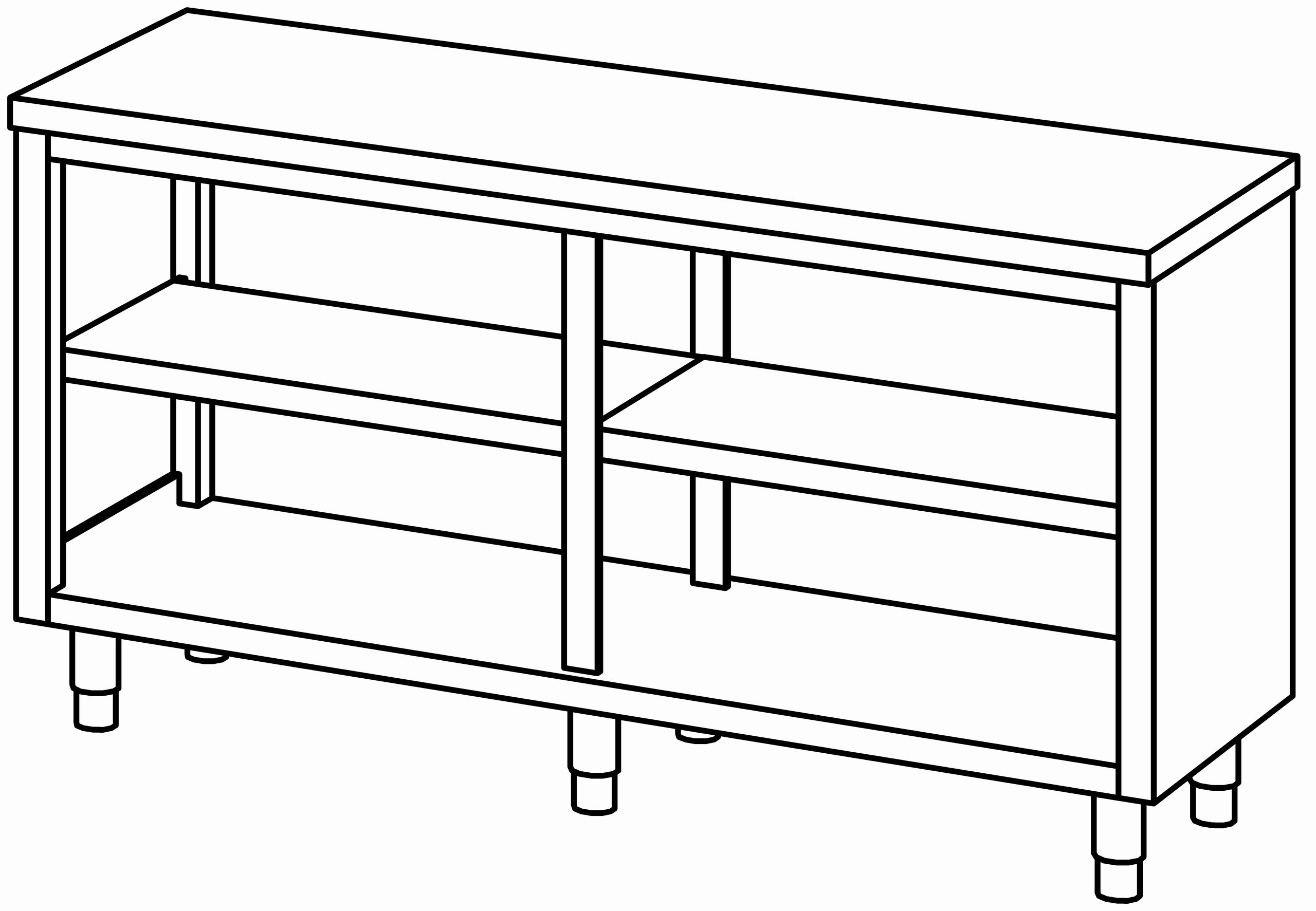 Arbeitsschrank 1700x600, beidseit. offen
