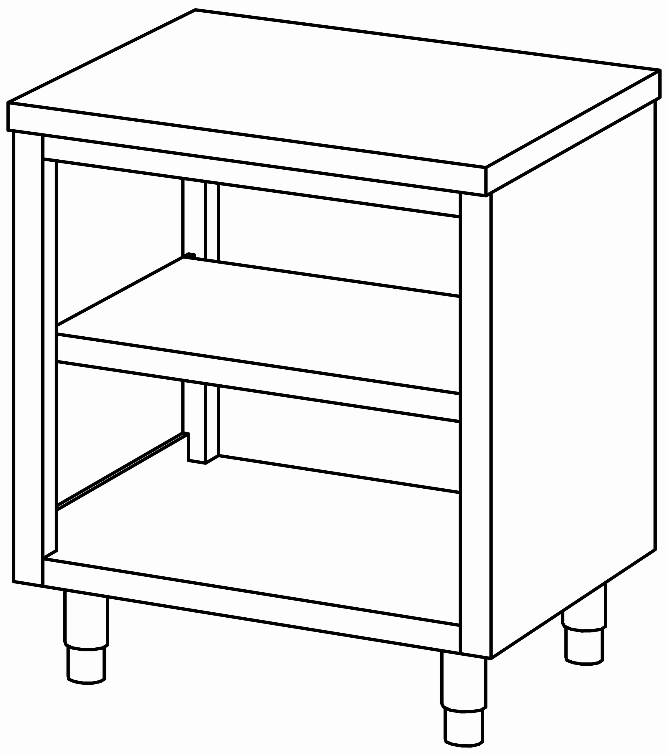 Arbeitsschrank 800x700, beidseit. offen