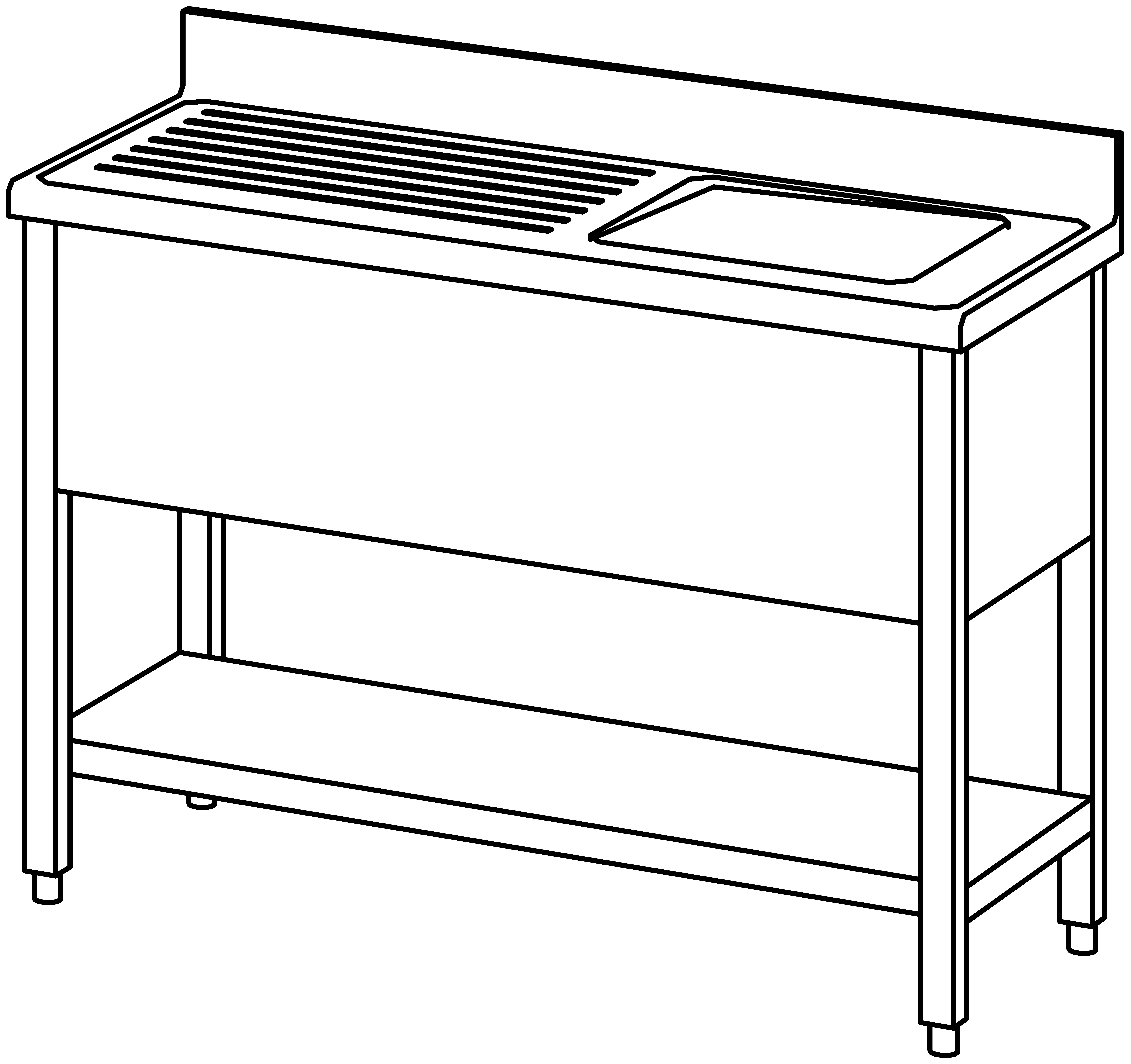 Spültisch offen 1200x500, GB, 1 Becken r