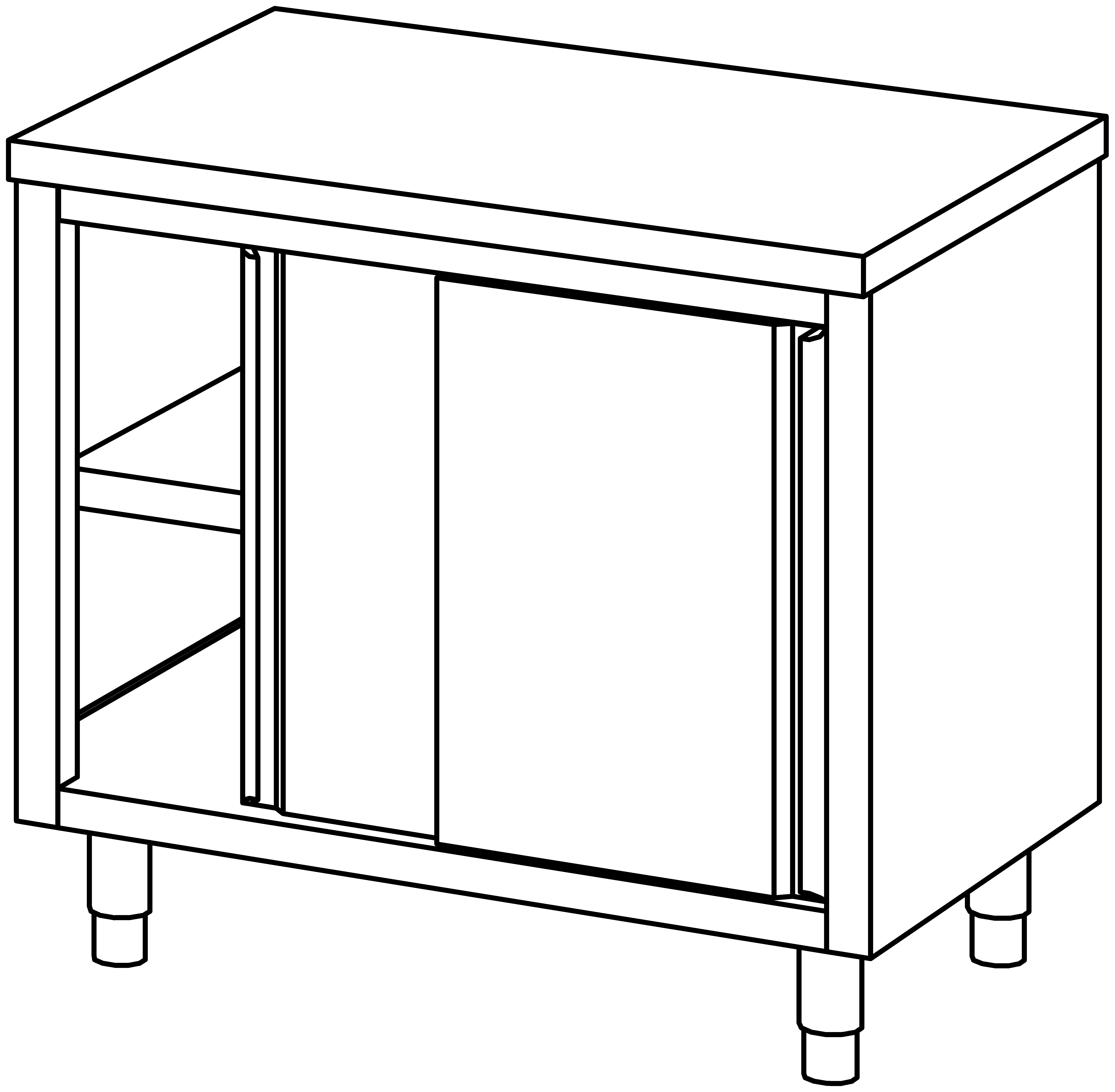 Arbeitsschrank 1000x700, S-Tür, ohne AK