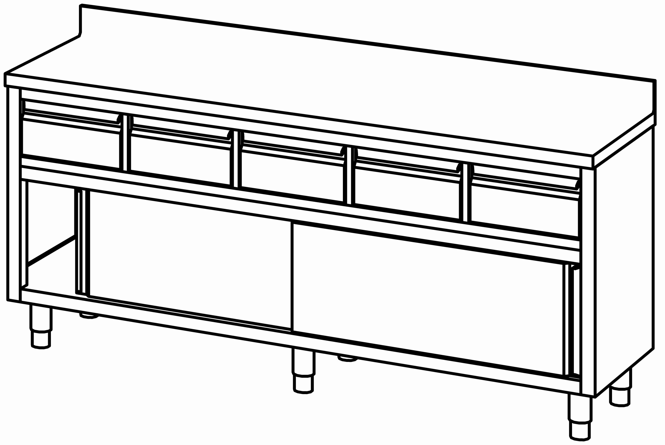 Arbeitsschrank 2000x600, Schub.&S-Tür&AK