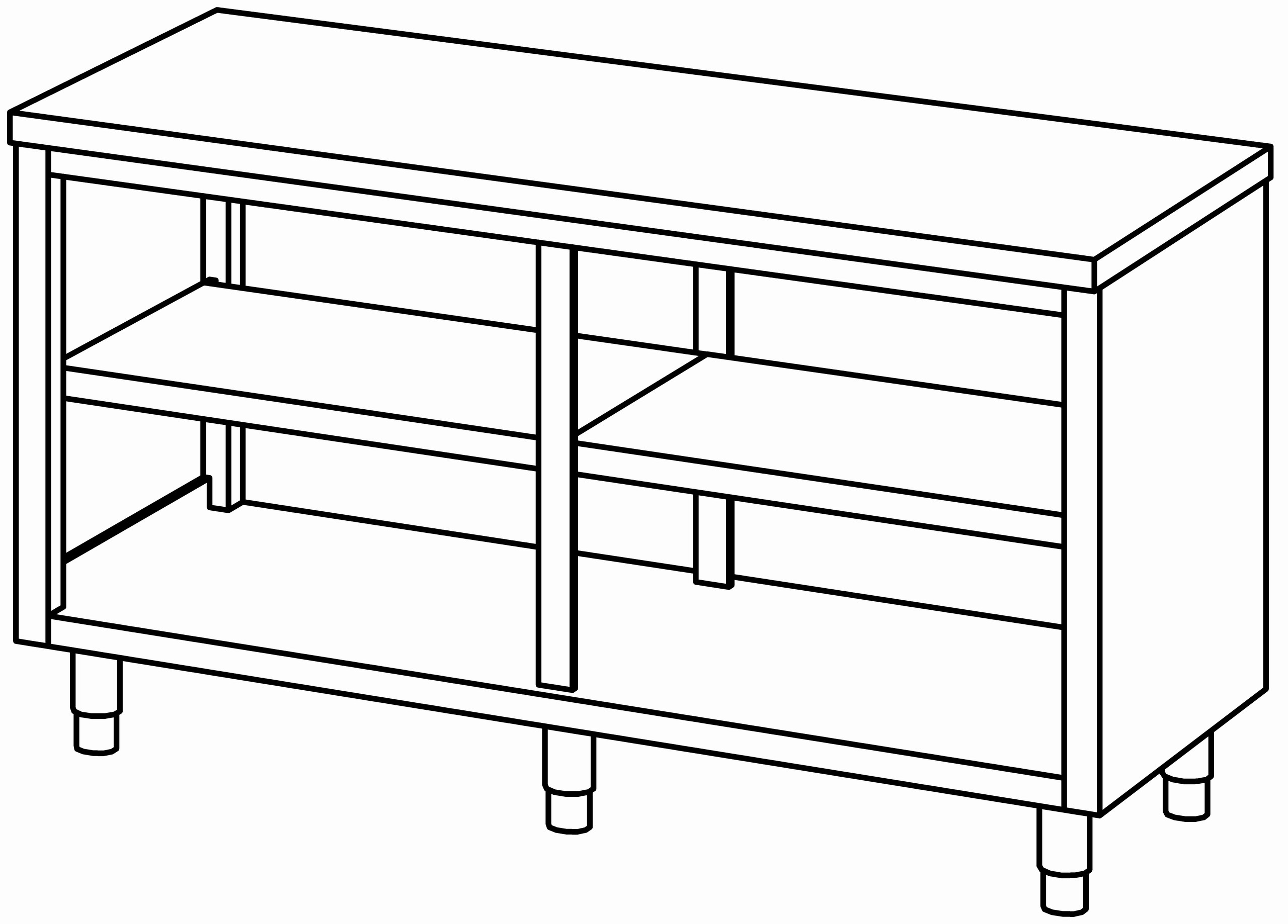 Arbeitsschrank 1600x700, beidseit. offen