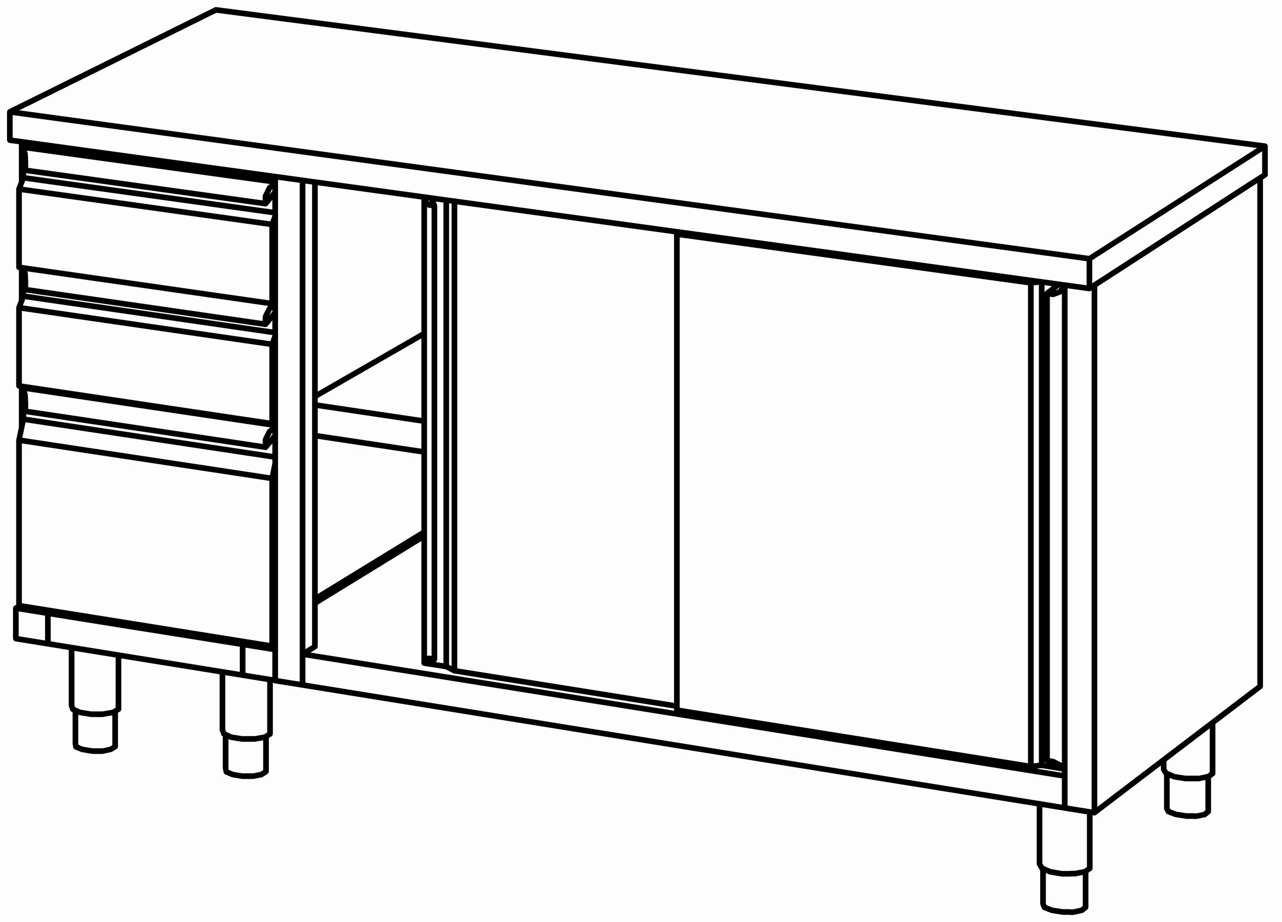 Arbeitsschrank 1600x700, S-Block links