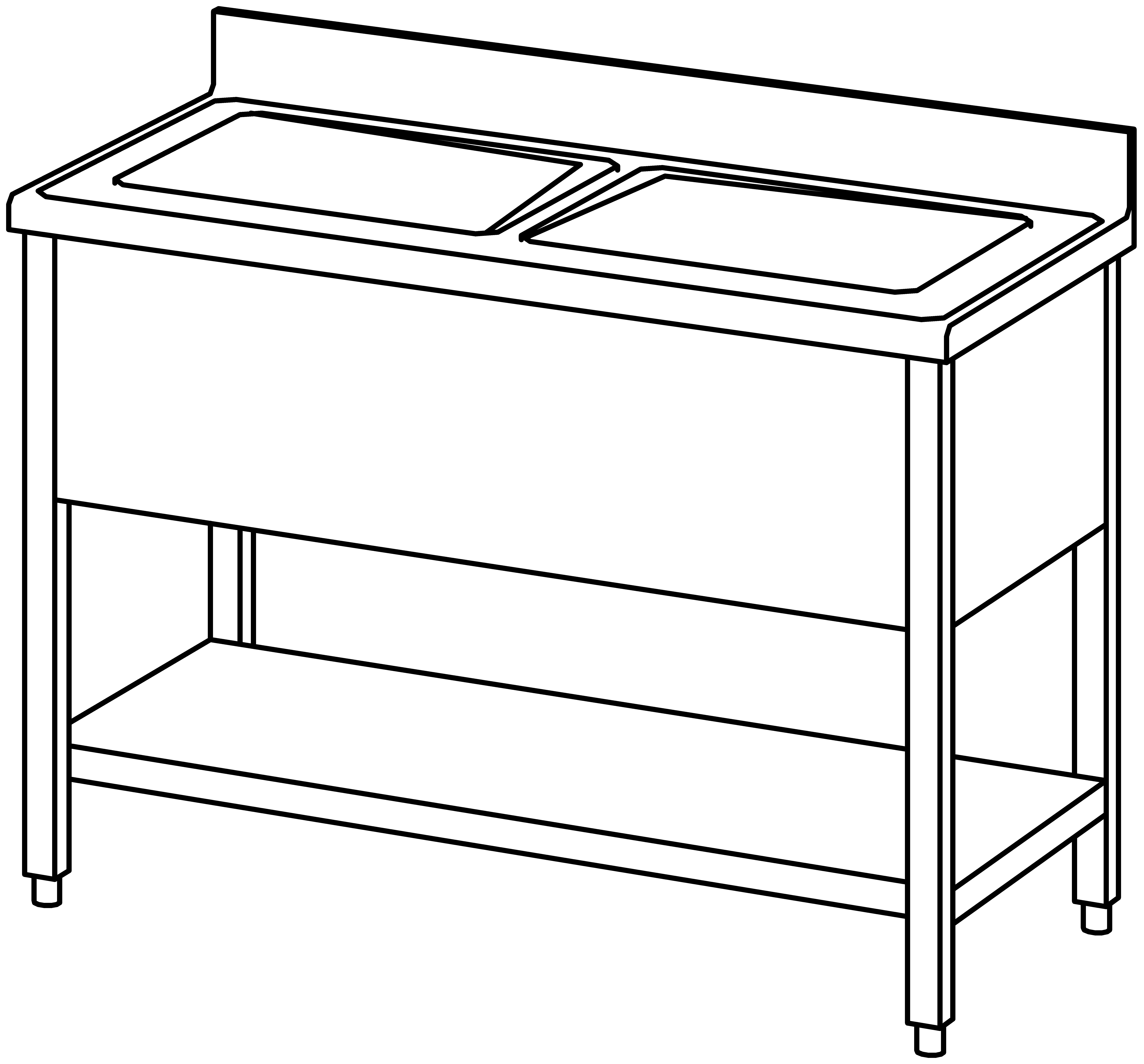 Spültisch offen 1200x600, GB, 2 Becken