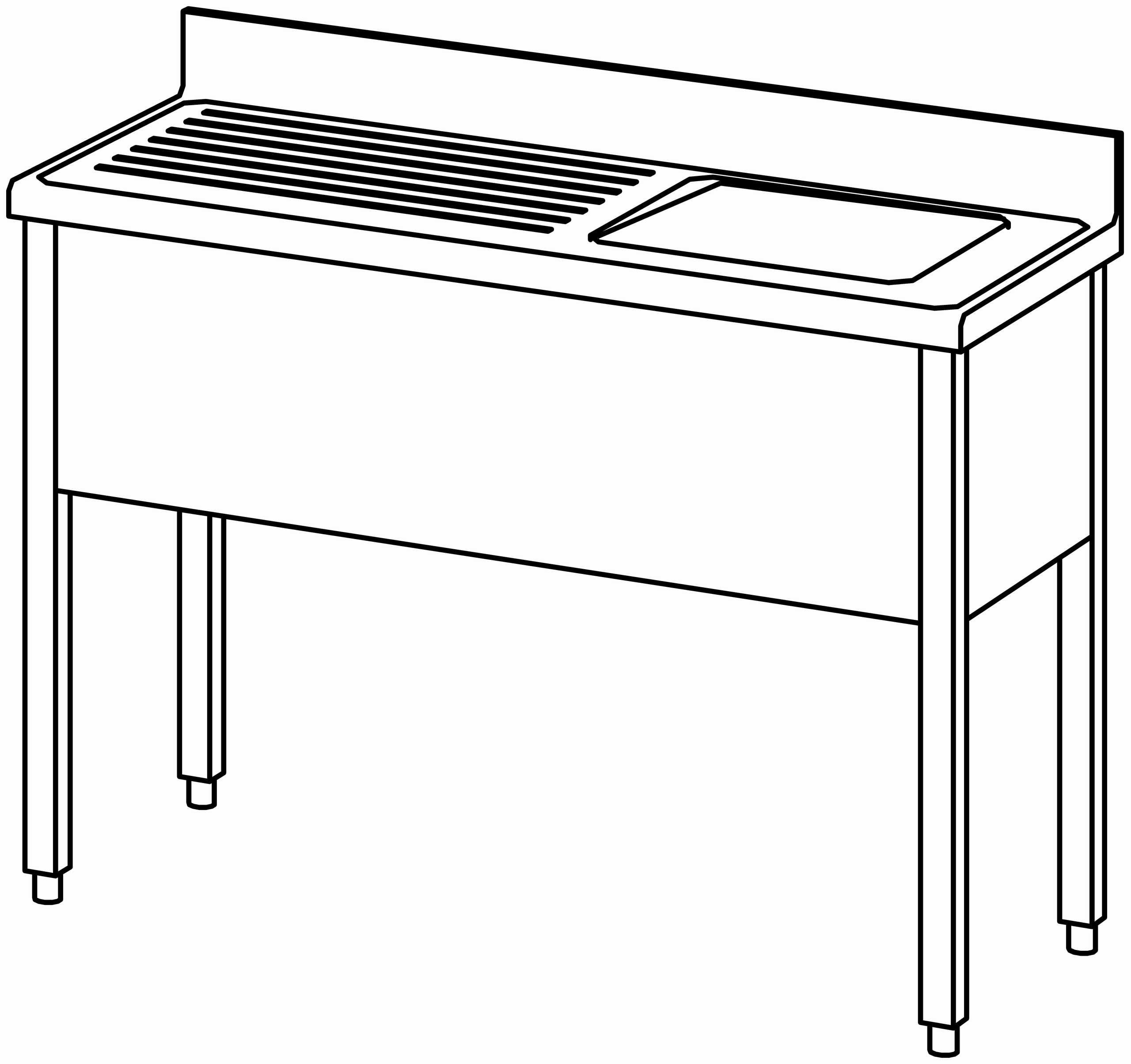 Spültisch offen 1200x500, 1 Becken r