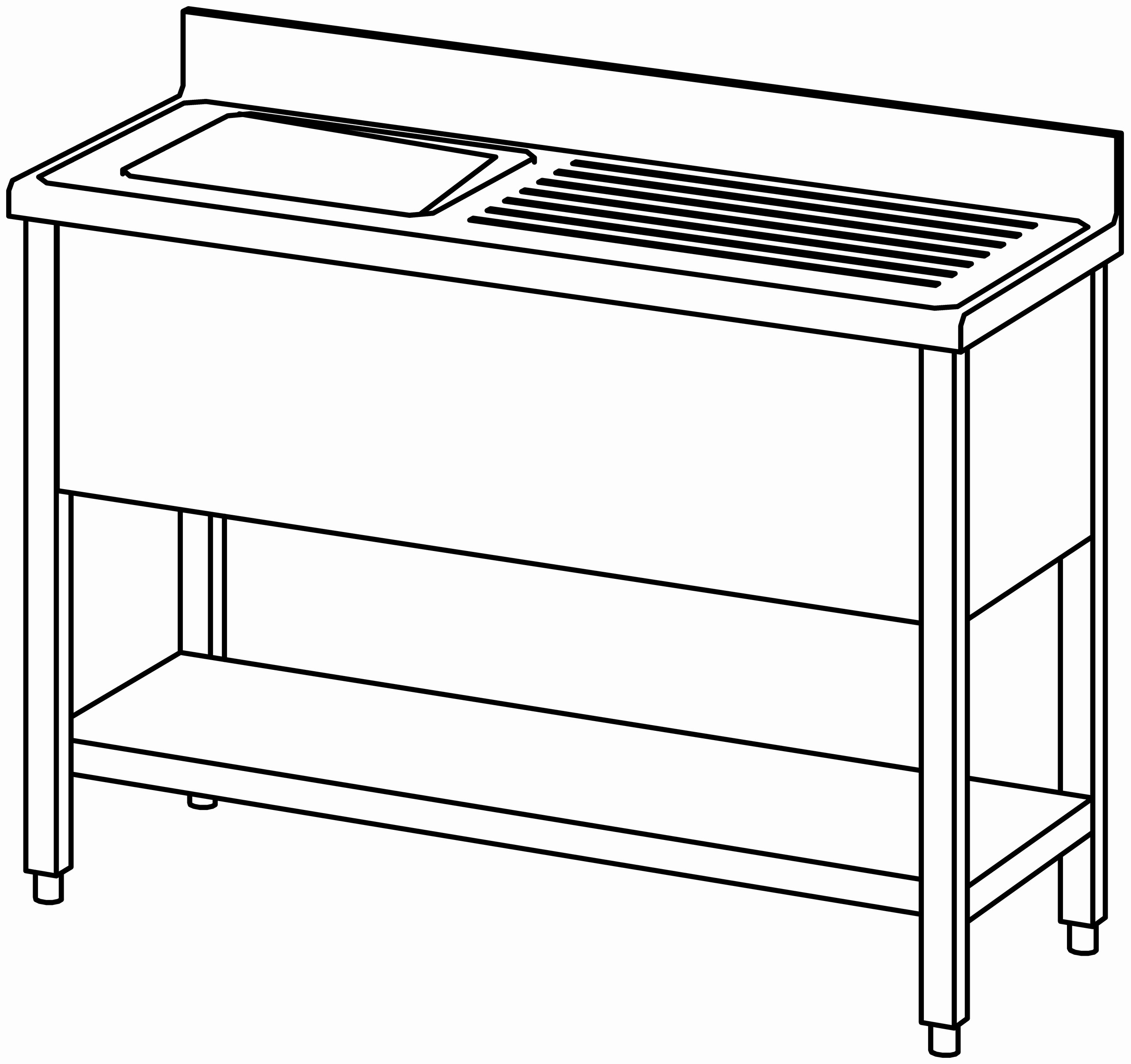 Spültisch offen 1200x500, GB, 1 Becken l