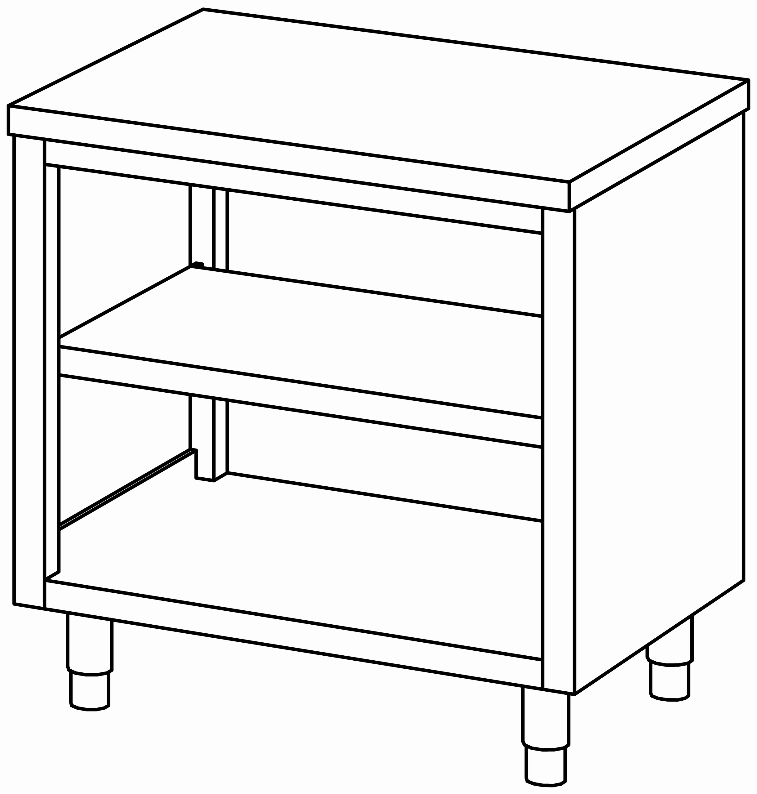 Arbeitsschrank 900x700, beidseit. offen