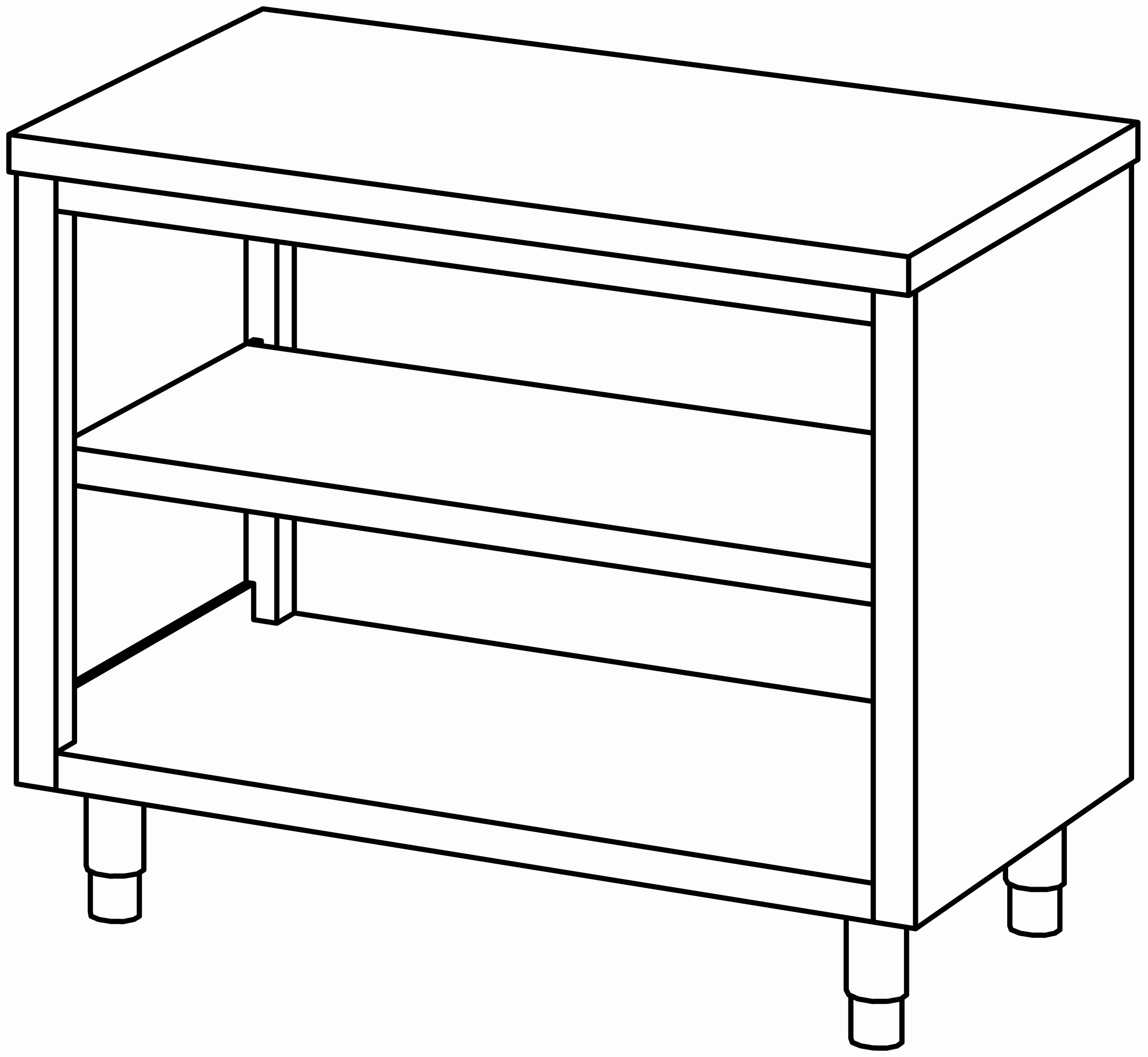 Arbeitsschrank 1100x700, beidseit. offen
