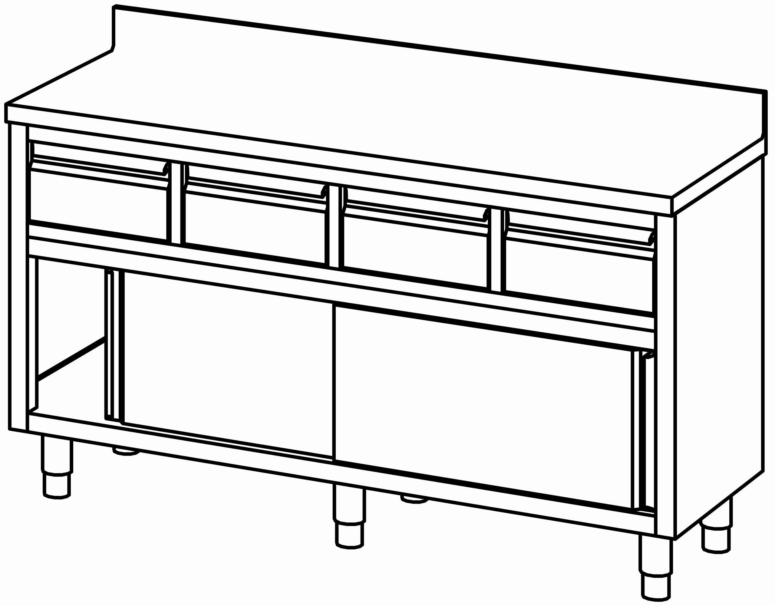 Arbeitsschrank 1600x600, Schub.&S-Tür&AK