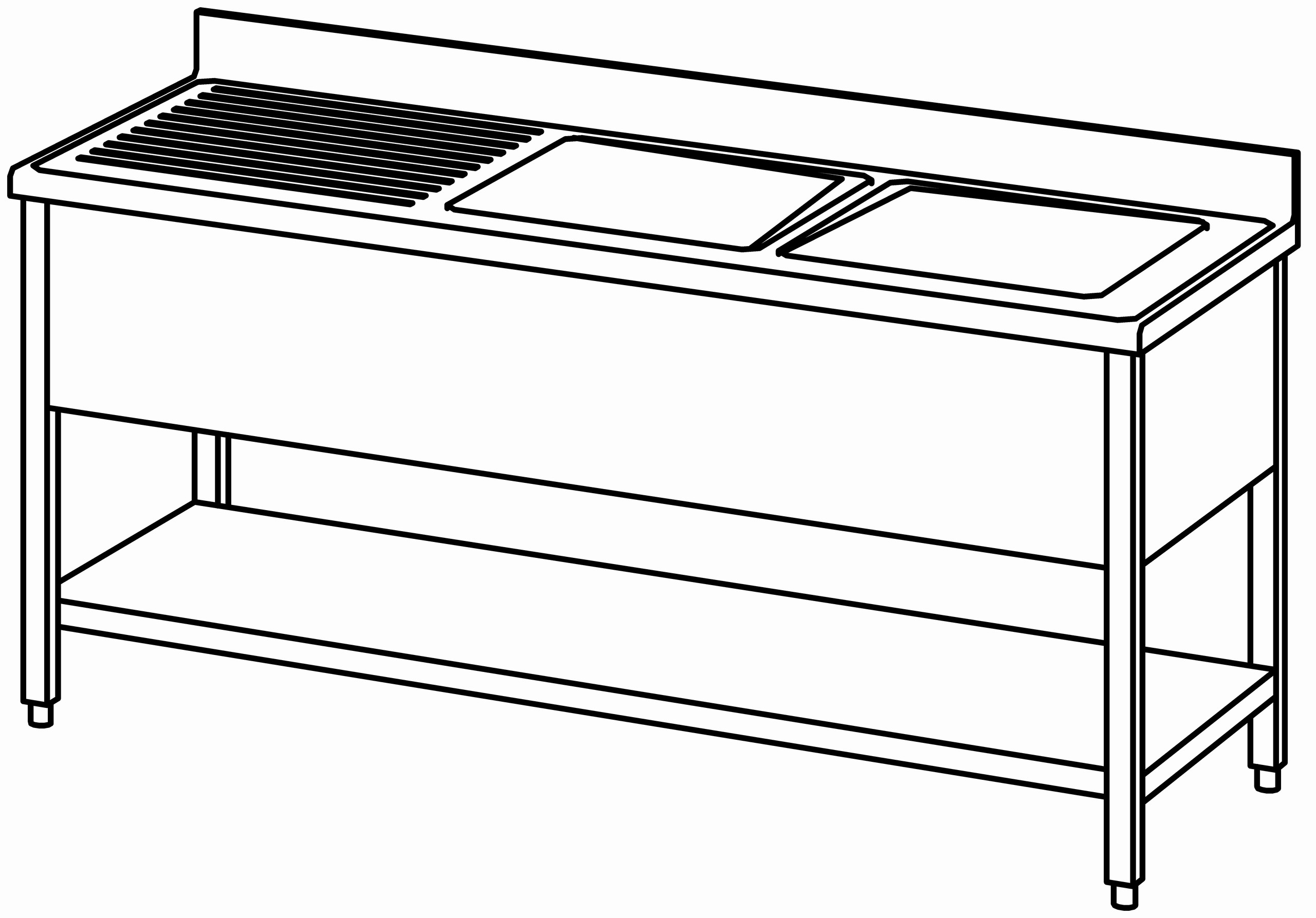Spültisch offen 1800x700, GB, 2 Becken r