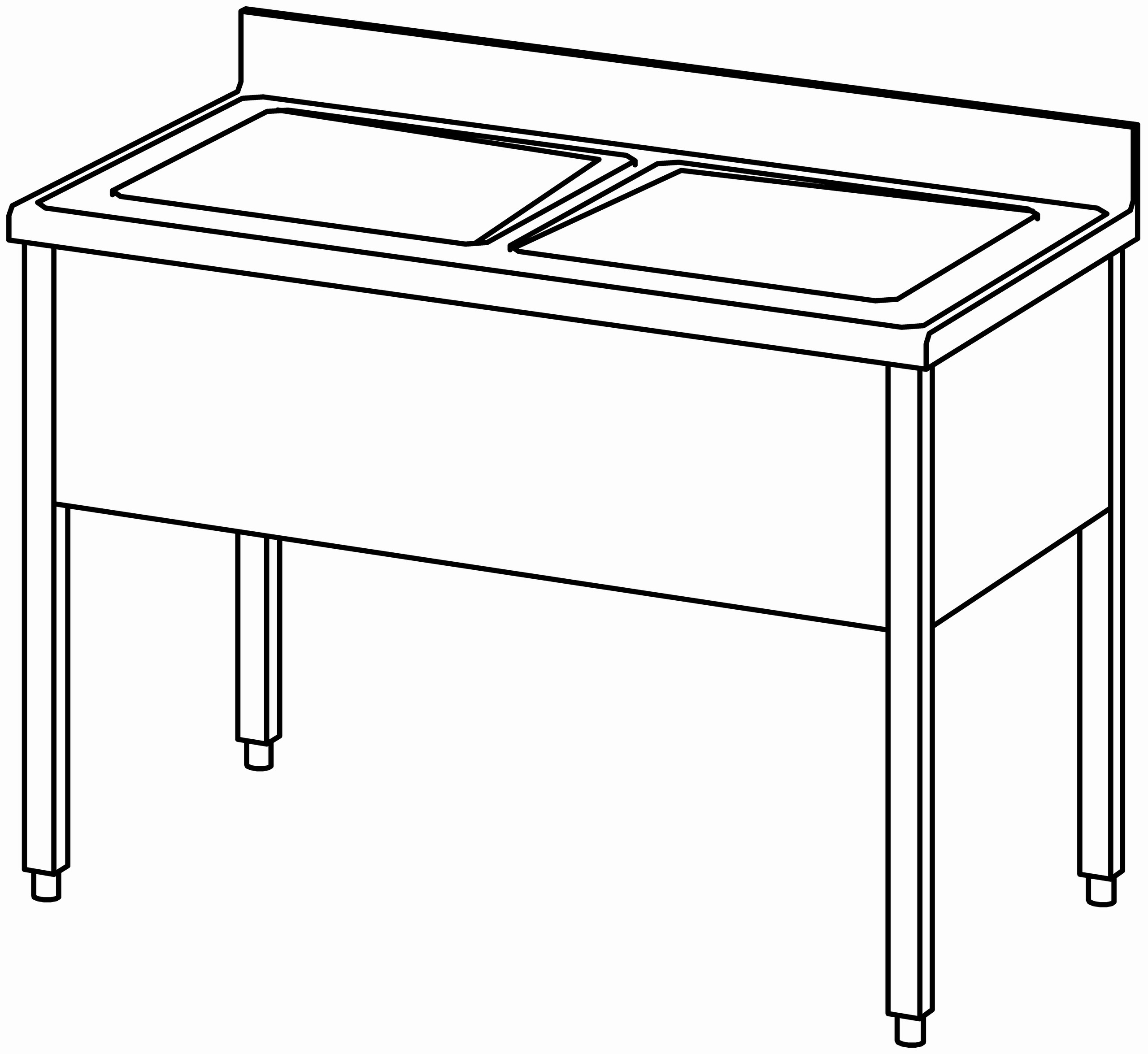 Spültisch offen 1200x700, 2 Becken