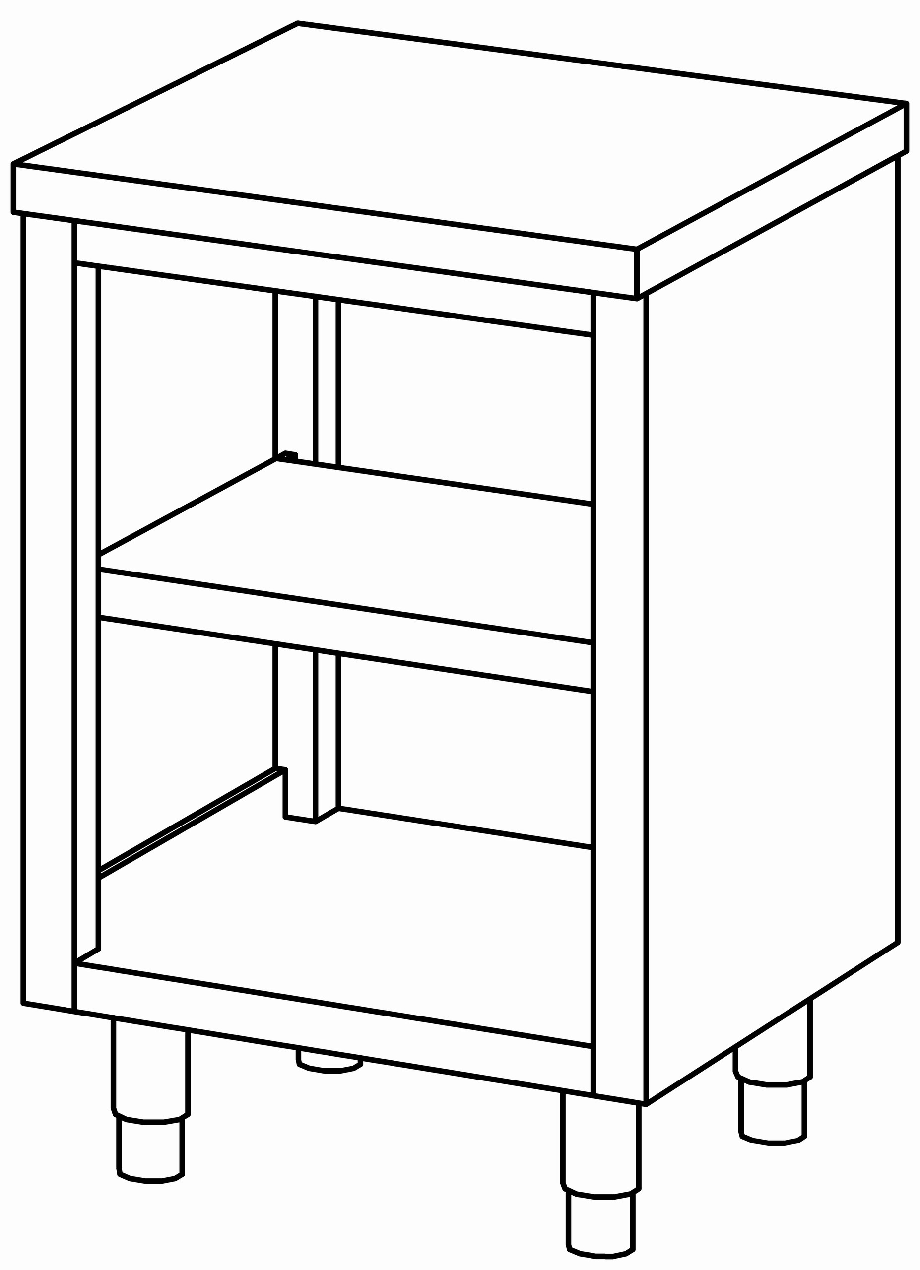 Arbeitsschrank 600x600, beidseit. offen