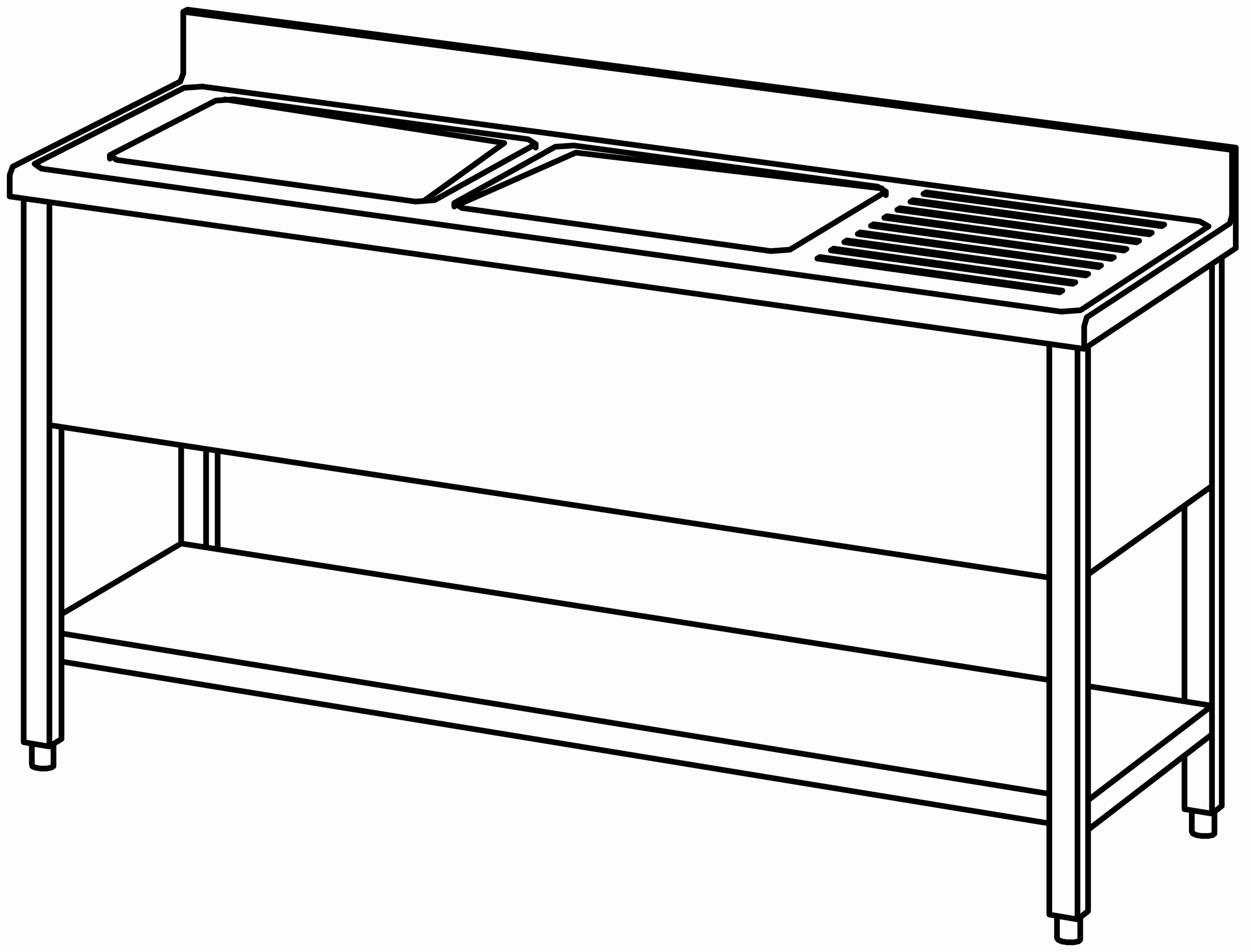 Spültisch offen 1600x600, GB, 2 Becken l