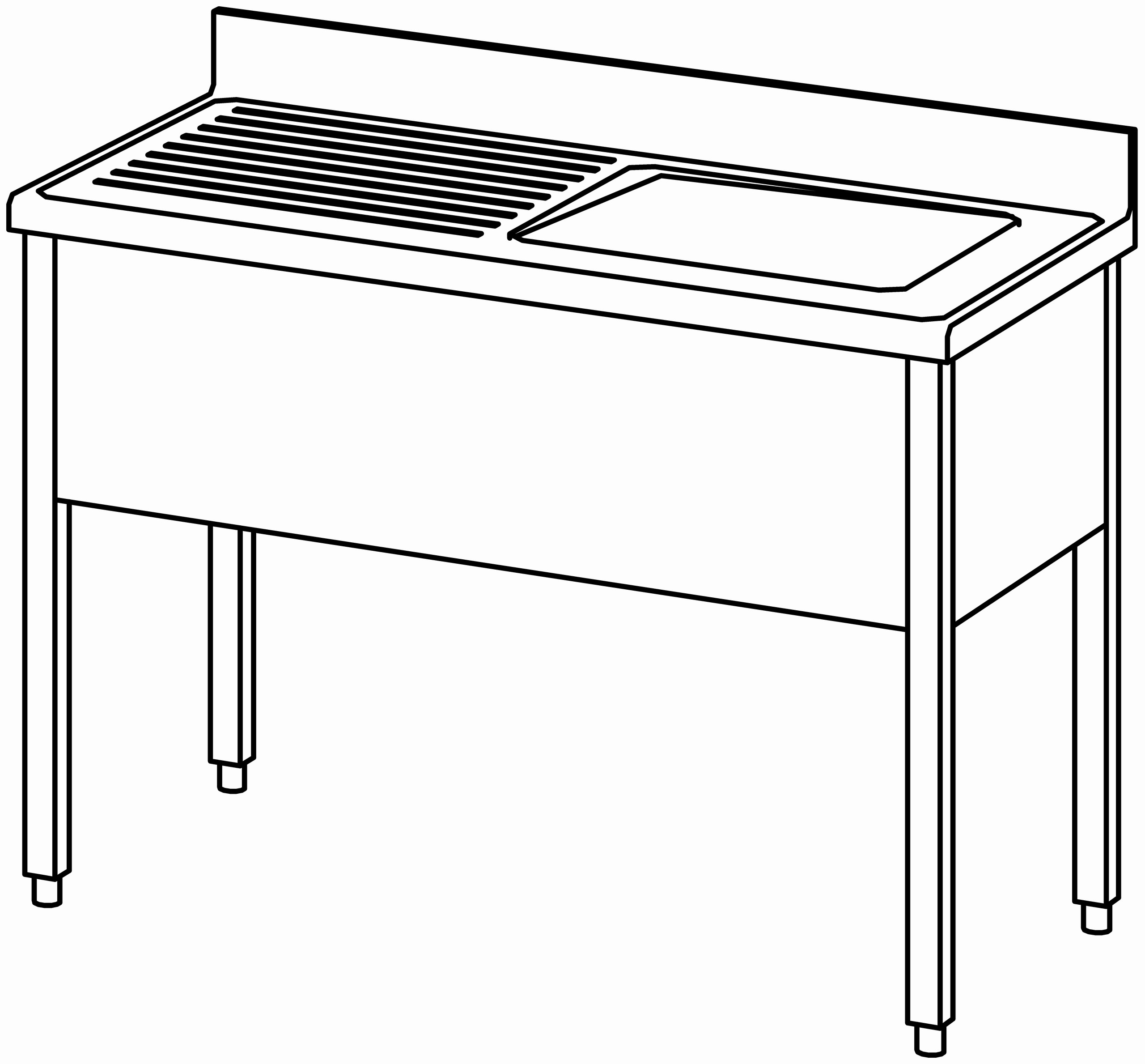 Spültisch offen 1200x600, 1 Becken r