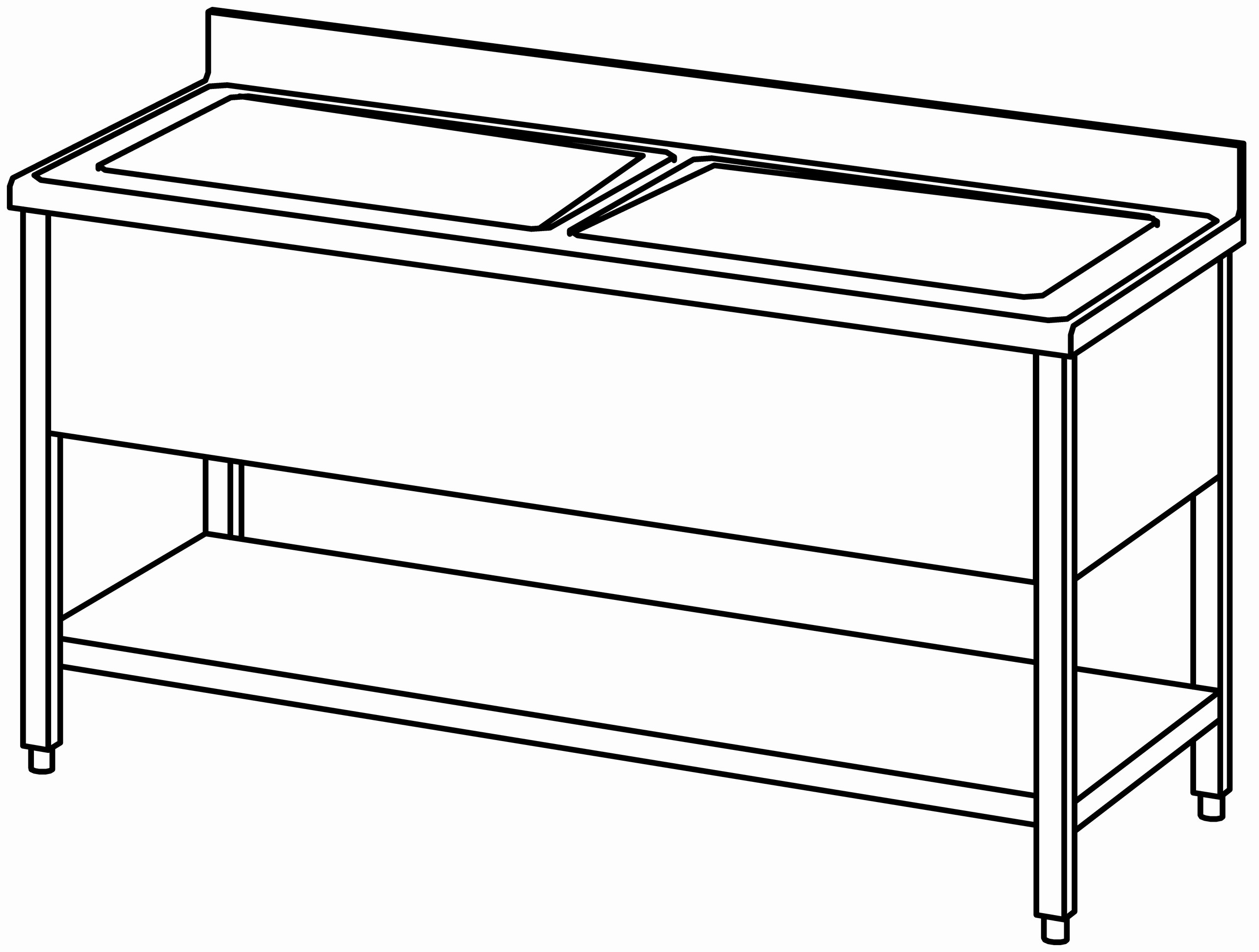 Topfspültisch offen 1600x700, GB, 2 Be.